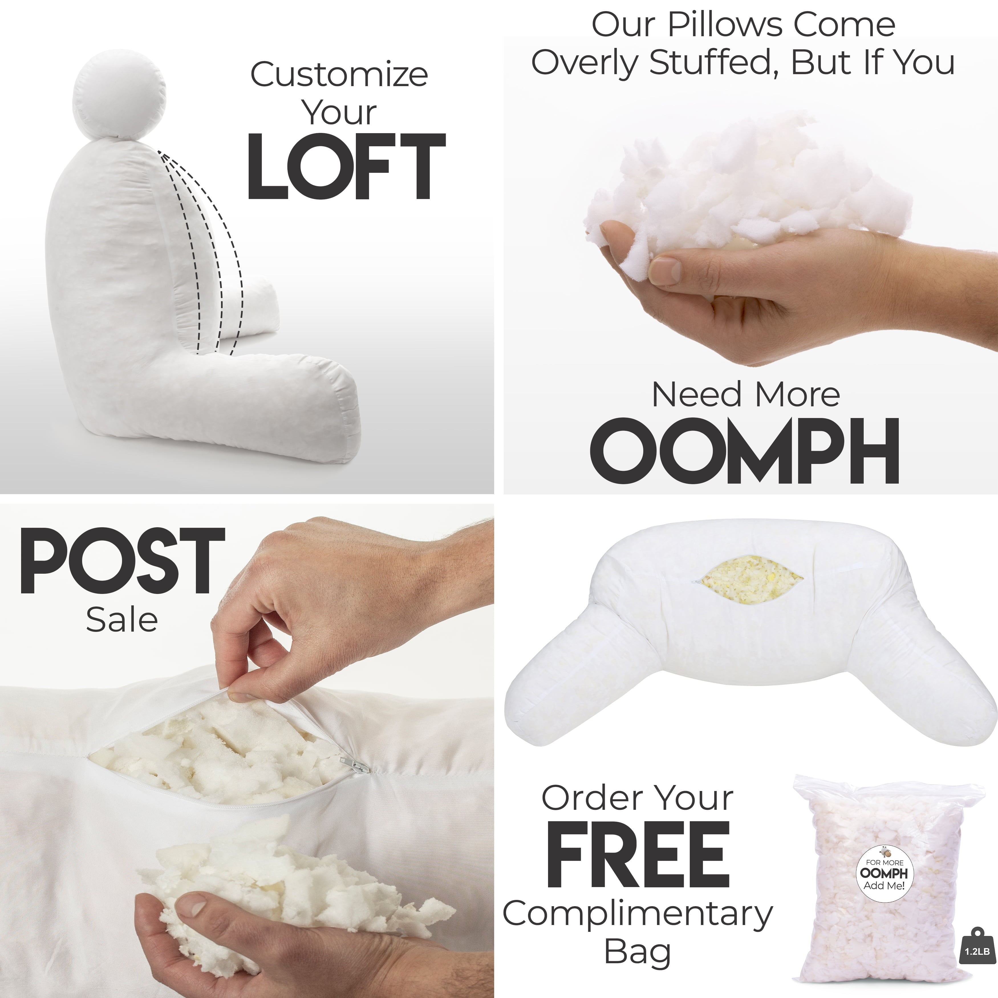 Ergonomic Memory Foam Medium Chocolate Brown, Backrest - Detach Neck Roll, Removable Cover - Hotel Quality Plush Sleeping Pillows Detail