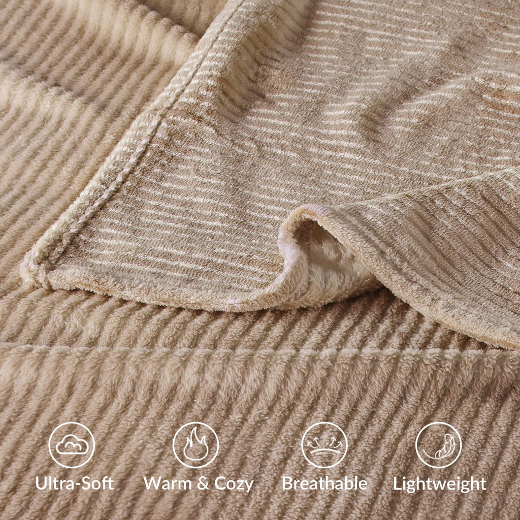 Reversible Sherpa Soft Throw Blanket, 50"x60", Camel - Super Soft Reversible Sherpa Flannel Blanket Detail