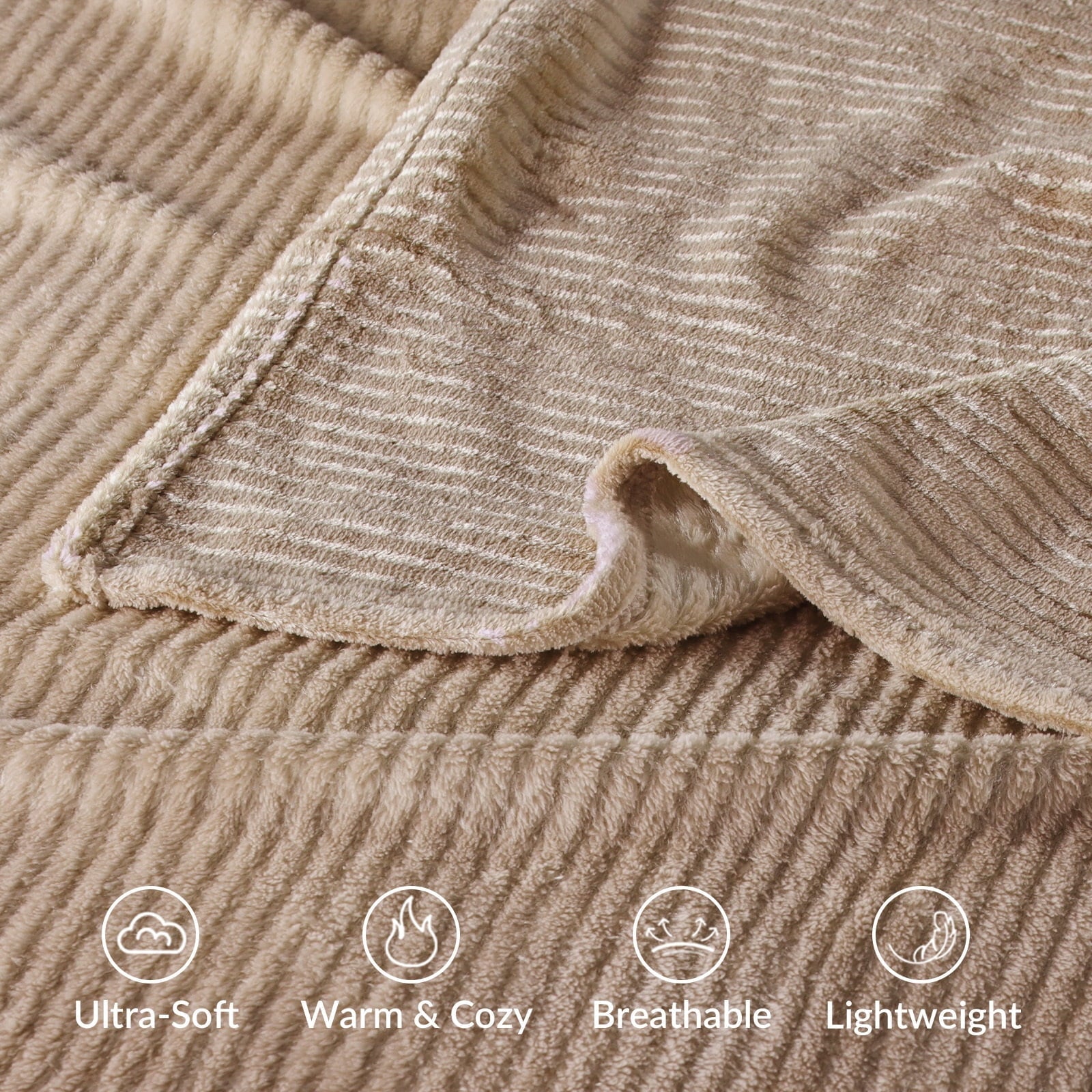 Reversible Sherpa Soft Throw Blanket, 50"x60", Camel - Super Soft Reversible Sherpa Flannel Blanket Detail