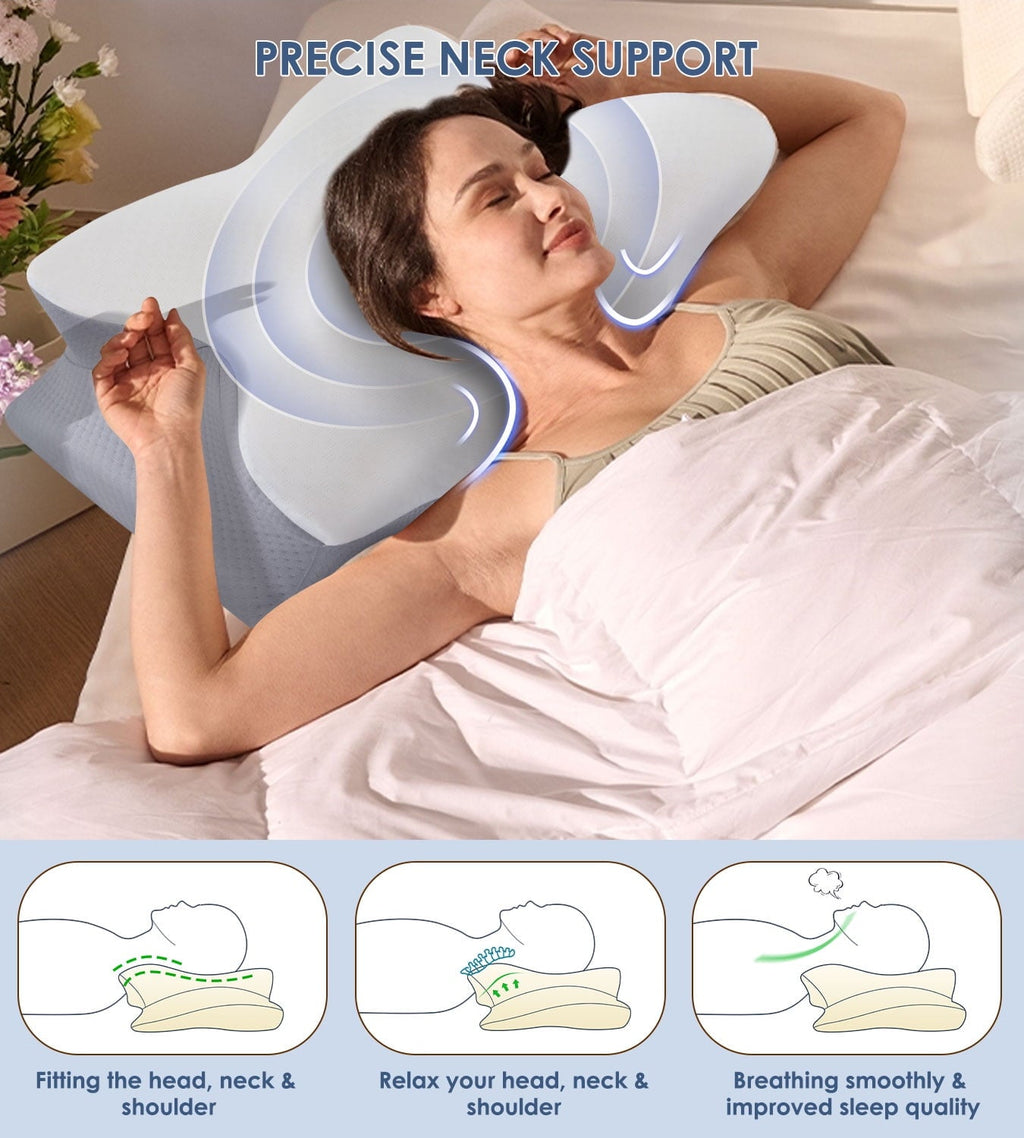 Fluffy Shredded Cervical Pillow for Neck Pain Relief, Contour Memory Foam Pillows, Odorless Ergonomic Neck Pillow Adjustable Orthoped... - Orthopedic Shredded Foam Bed Pillow Set Detail