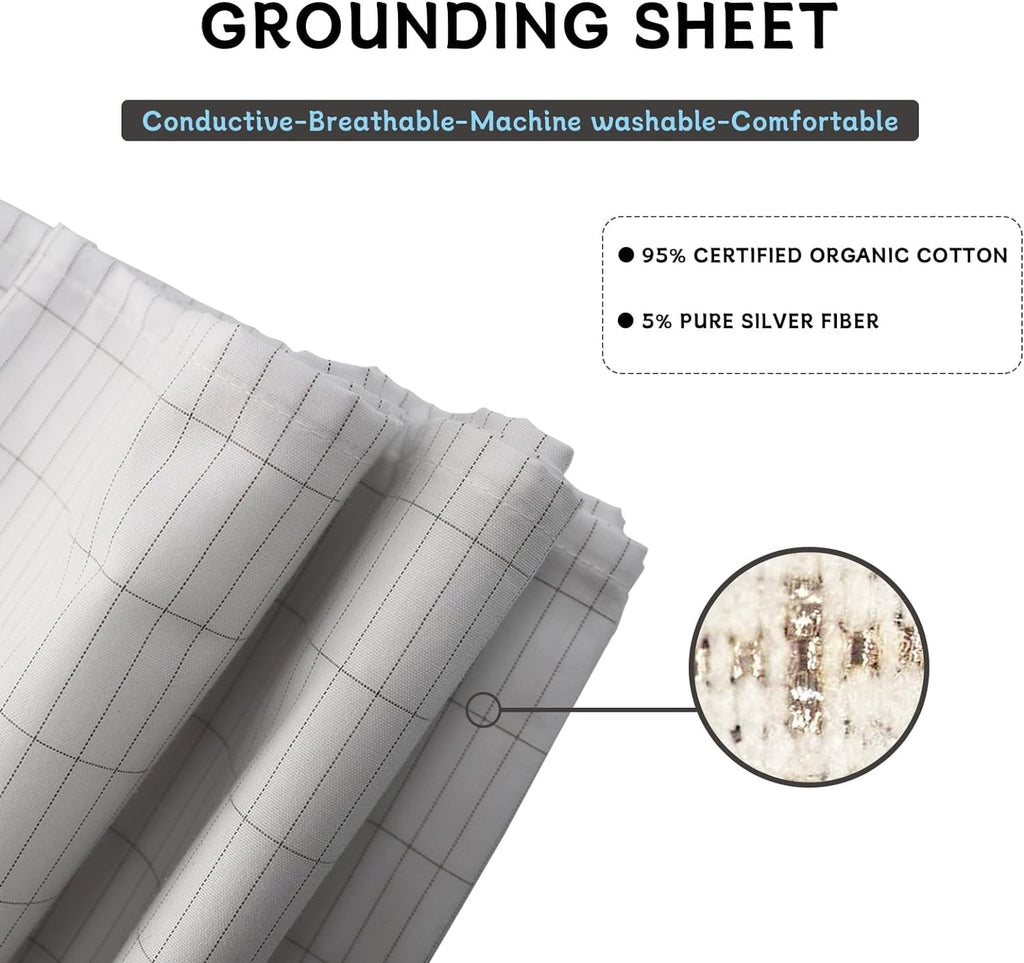 Cooling Sateen Grounding Sheets 39 * 75 inch, Conductive Grounding Sheets with Grounding Cord, Grounding Sheets for Earth with Silve... - Cooling Hotel Quality Bedding Sheets and Pillowcases Detail