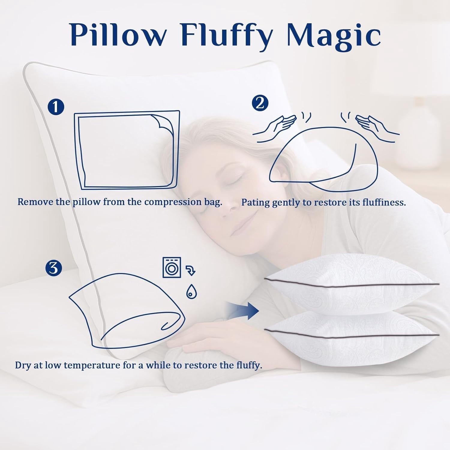 Hotel Collection for Sleeping, Soft and Supportive Throw for Couch, Bed and Sofa, Down Alternative Pillow, 26x26 Inches - Hotel Quality Plush Sleeping Pillows Detail