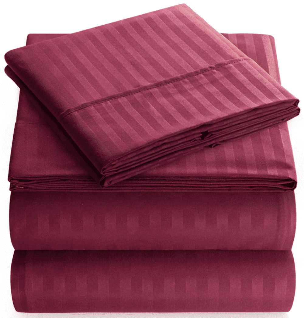 Wrinkle-Resistant Bedding Set with Flat Sheet, Fitted Bed Sheet & Pillowcases, Full Burgundy - Luxury Bed Sheet Set with Deep Pockets - Default Title