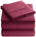 Wrinkle-Resistant Bedding Set with Flat Sheet, Fitted Bed Sheet & Pillowcases, Full Burgundy - Luxury Bed Sheet Set with Deep Pockets - Default Title