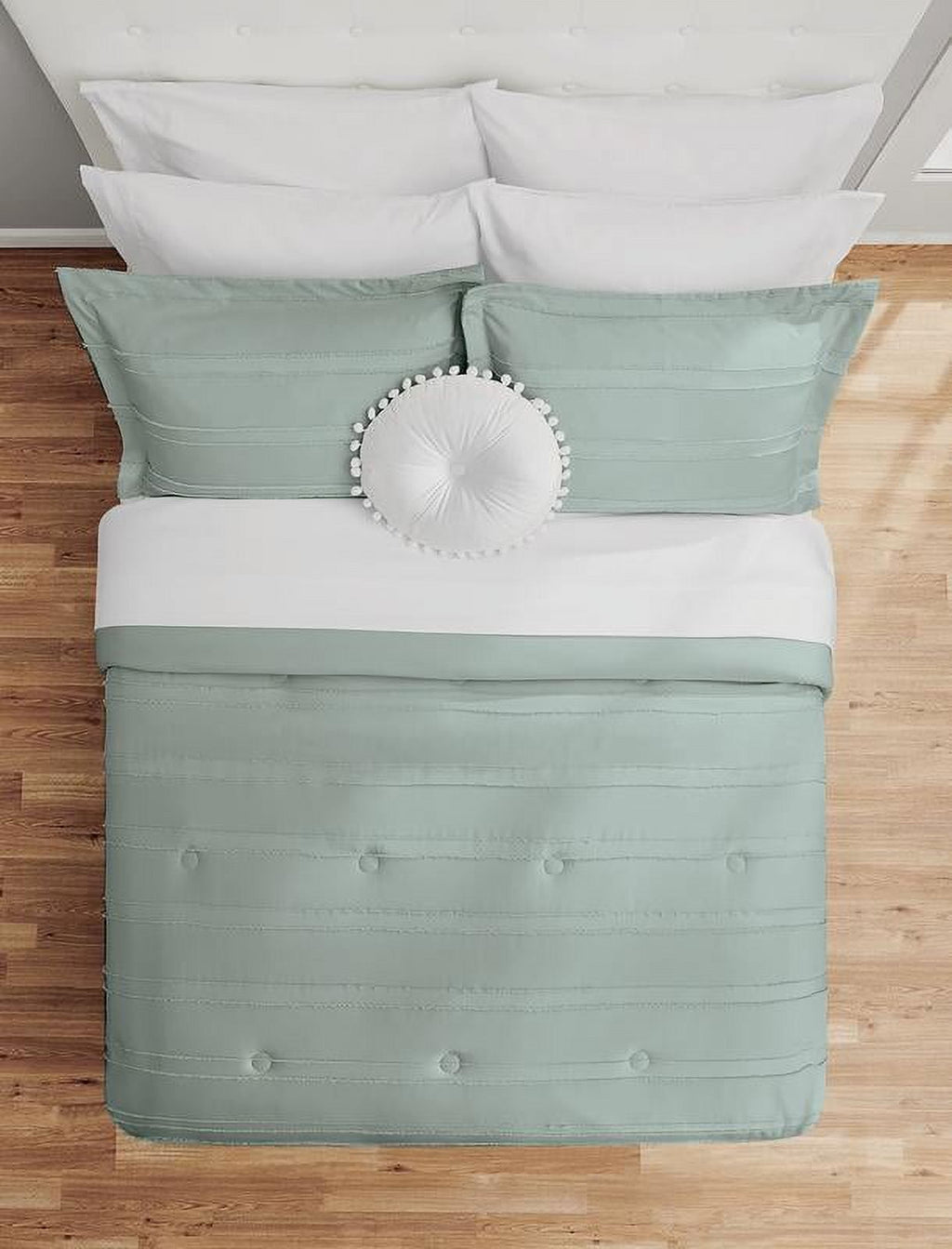 Fluffy Down Alternative Mint 10 Piece Bed in a Bag Comforter Set with Sheets, Queen - Hypoallergenic Ultra-Fluffy Quilt for Winter Detail