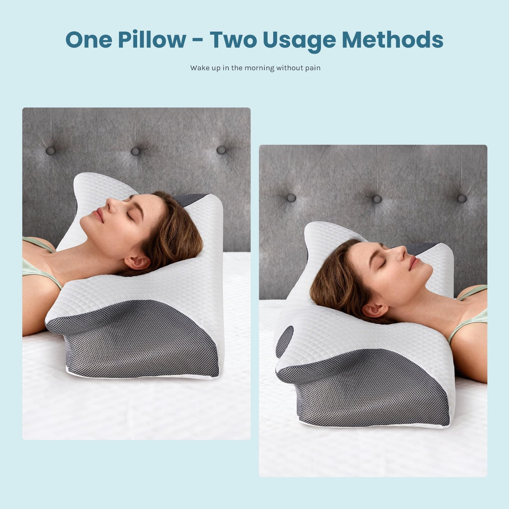 Hotel Collection Cervical Pillow for Pain Relief, Ergonomic Side Sleeper Pillow for Orthopedic Contour Support for Bed Sleeping, Memor... - Decorative Throw Pillow Cushion for Sofa & Bed Detail