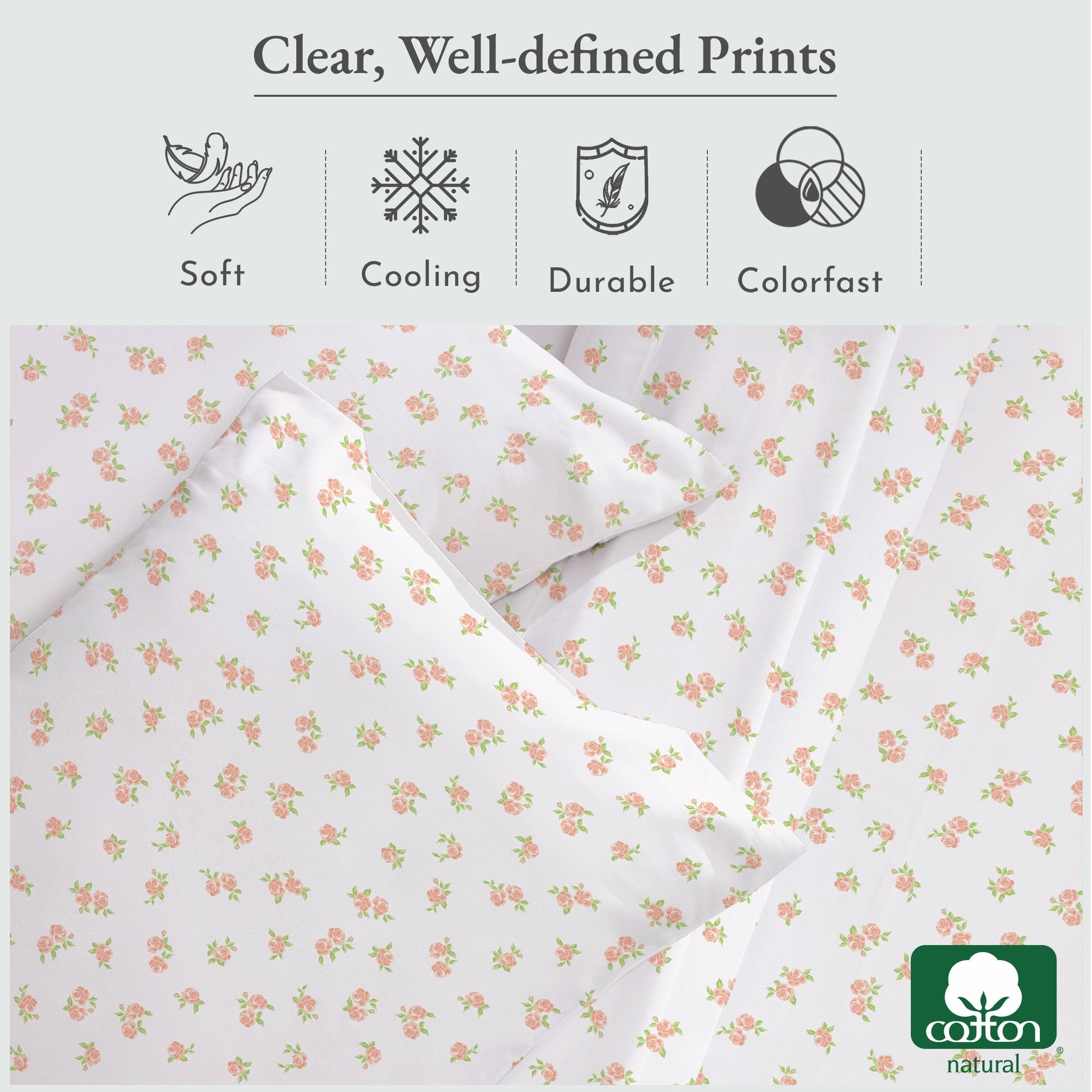Premium Egyptian Cotton 4 Piece Printed Floral Bed Sheets Queen Size Set - 100% Cotton Sheets Queen, Soft Sateen Bedsheets, Deep Pocket Queen... - Luxury Bed Sheet Set with Deep Pockets Detail