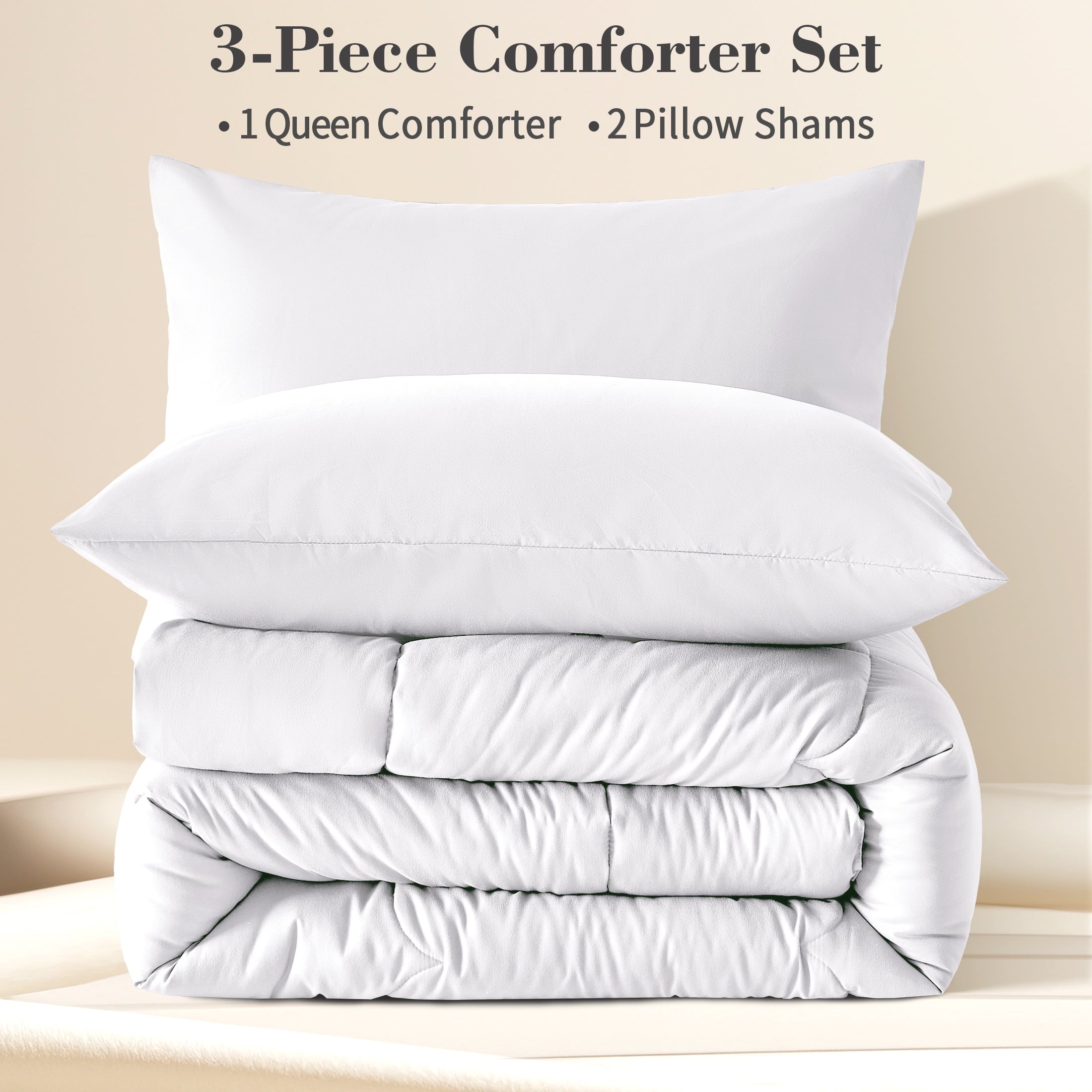 Luxurious Quilted 3-Piece Queen Comforter Set - All-Season Down Alternative Bedding Bundle with 2 Pillow Shams, Premium Soft Bedding Se... - Luxurious Quilted Duvet Cover Set Detail