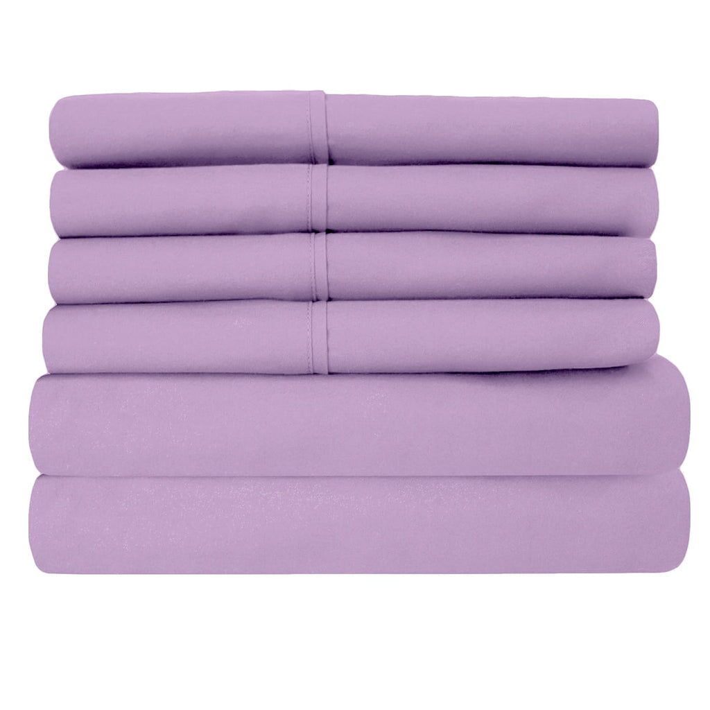 Premium Egyptian Cotton Super-Soft 1600 Series Double-Brushed 3 Pcs Bed Sheets Set (Twin, Lilac) - Breathable Egyptian Cotton Flat & Fitted Sheets Detail