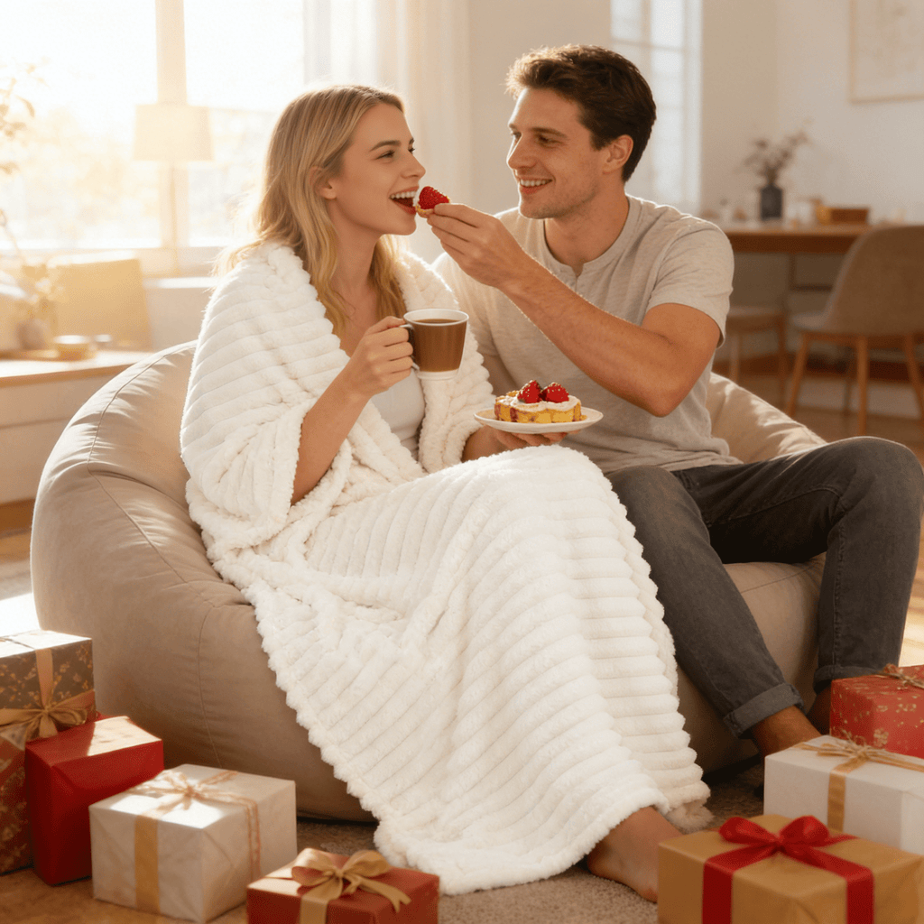 Super Soft Flannel White Fleece Throw Blanket for Couch, Super Soft Cozy Blankets and Throws, Decorative Fleece Blankets for Women Men G... - Cozy Fleece Throw Blanket for Couch & Bed Detail