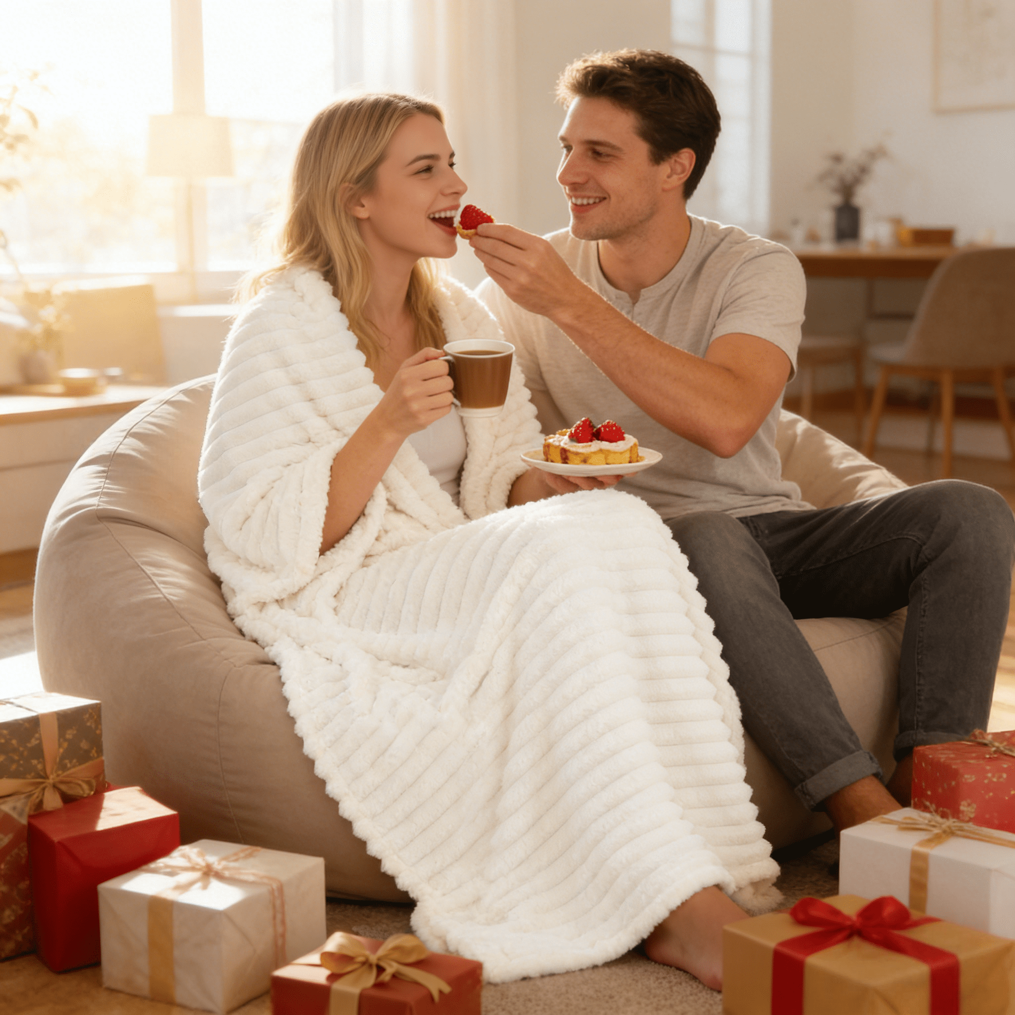 Super Soft Flannel White Fleece Throw Blanket for Couch, Super Soft Cozy Blankets and Throws, Decorative Fleece Blankets for Women Men G... - Cozy Fleece Throw Blanket for Couch & Bed Detail