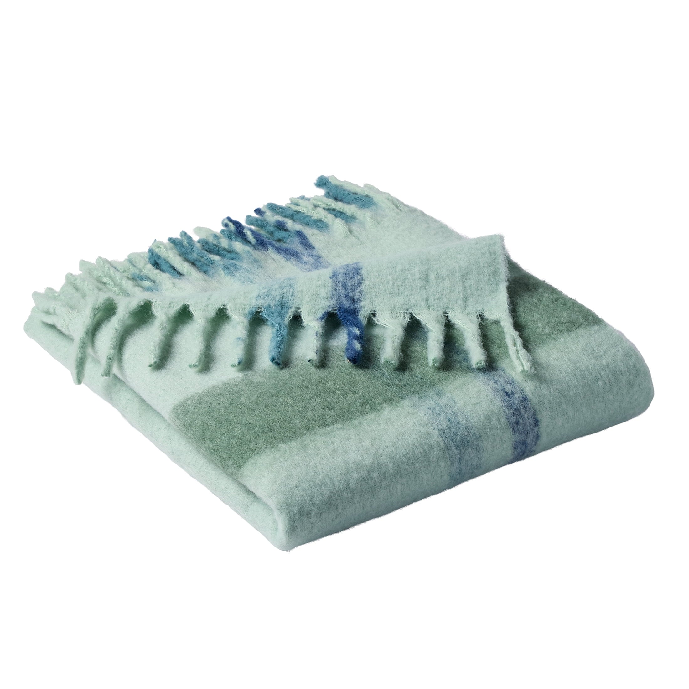 Super Soft Flannel Faux Mohair Cozy Couch Throw Blanket Green Plaid, 50x72" - Lightweight Plush Warm Blanket for All Seasons Detail