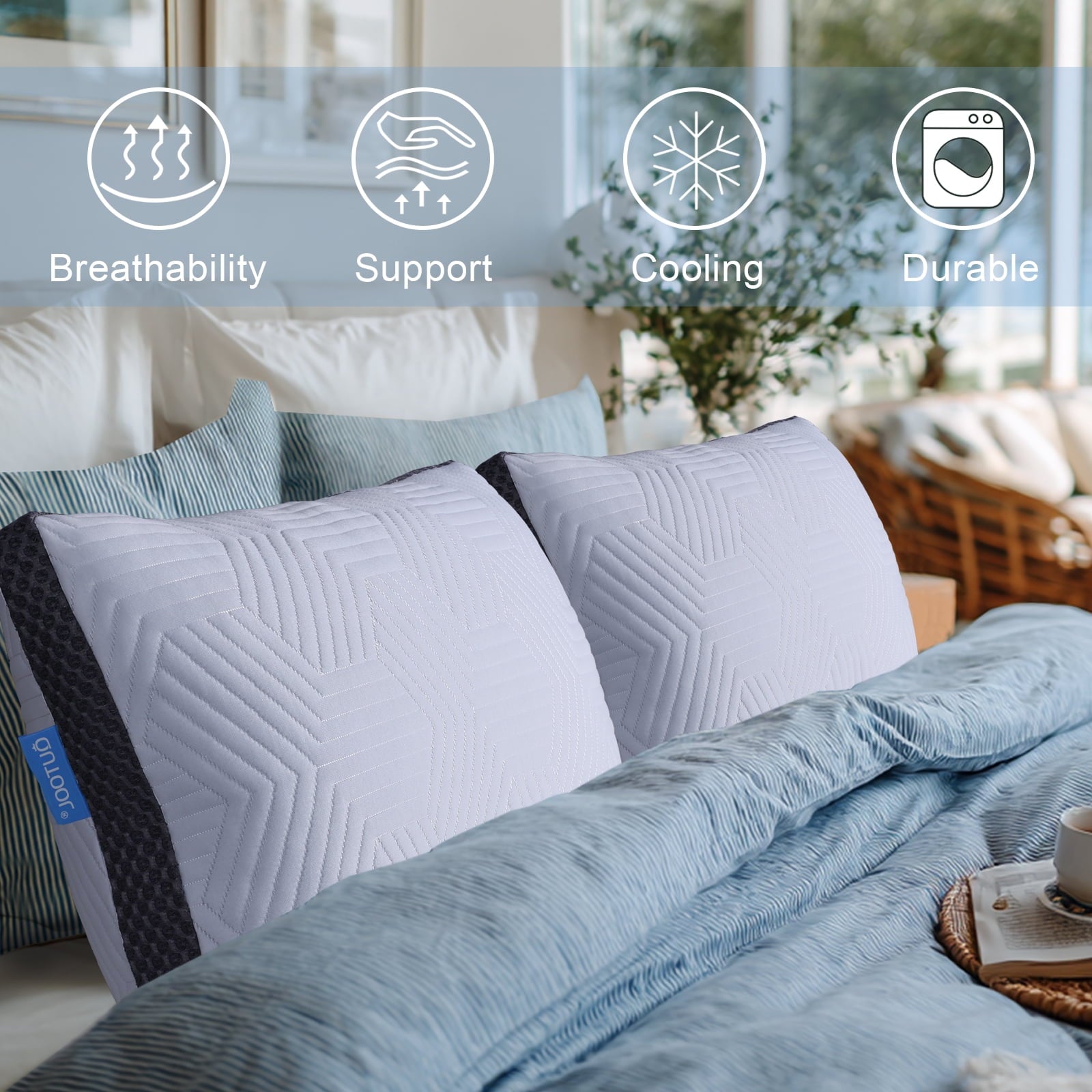 Fluffy Shredded Soft Bed Pillow, Shredded Memory Foam Pillow, Comfortable Sleeping Pillow, Standard Size, Affordable Everyday Use - Ergonomic Memory Foam Pillow for Neck Pain Support Detail