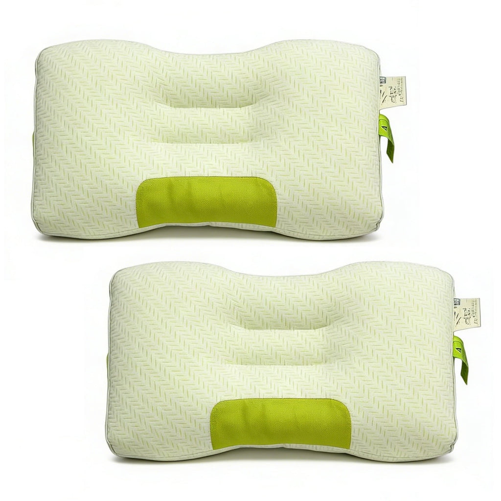 Ergonomic Memory Foam 2-Pack Bamboo Fiber Bed Pillow (29.13" x 18.9") - A-Class Safe and Cooling - Decorative Throw Pillow Cushion for Sofa & Bed - Default Title
