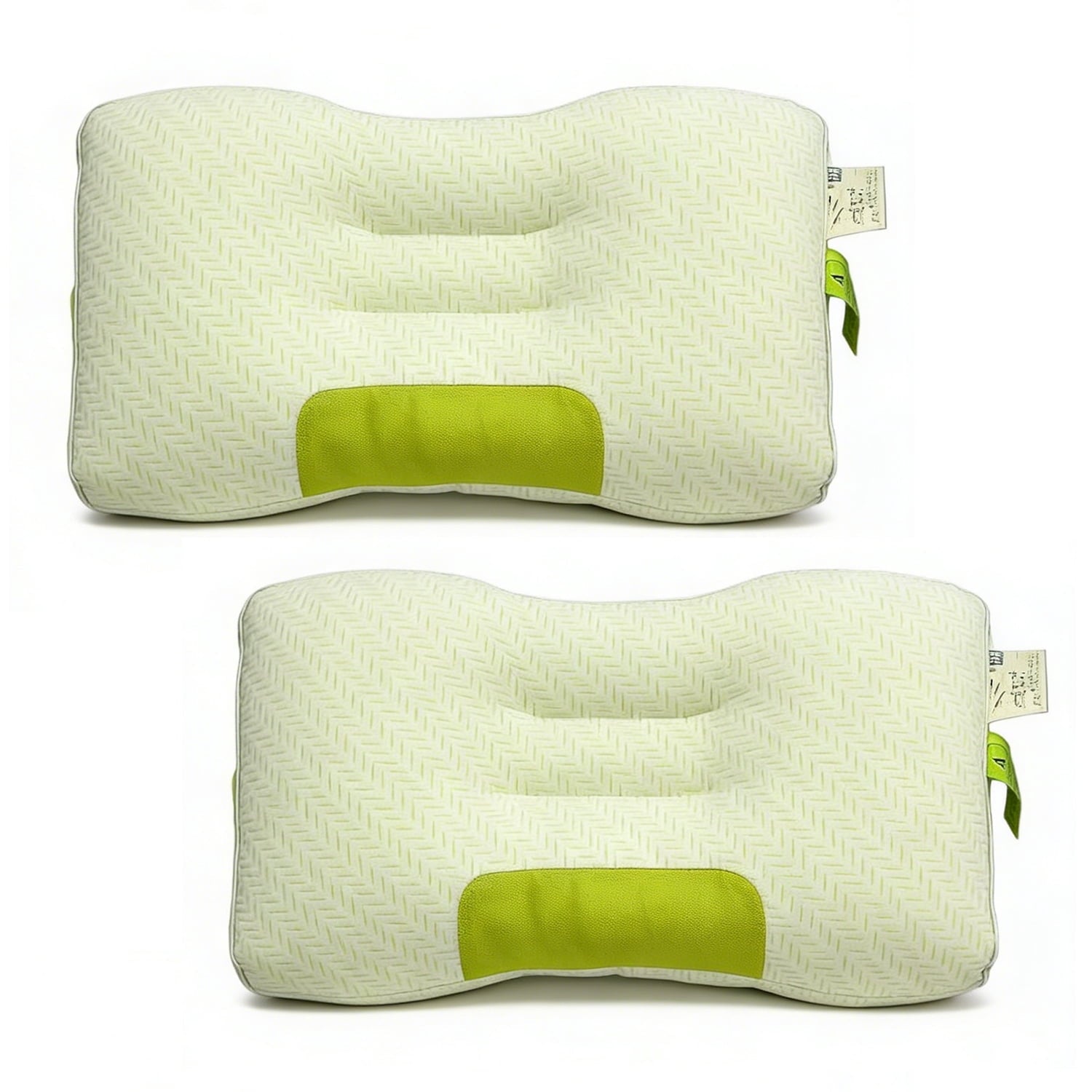 Ergonomic Memory Foam 2-Pack Bamboo Fiber Bed Pillow (29.13" x 18.9") - A-Class Safe and Cooling - Decorative Throw Pillow Cushion for Sofa & Bed - Default Title
