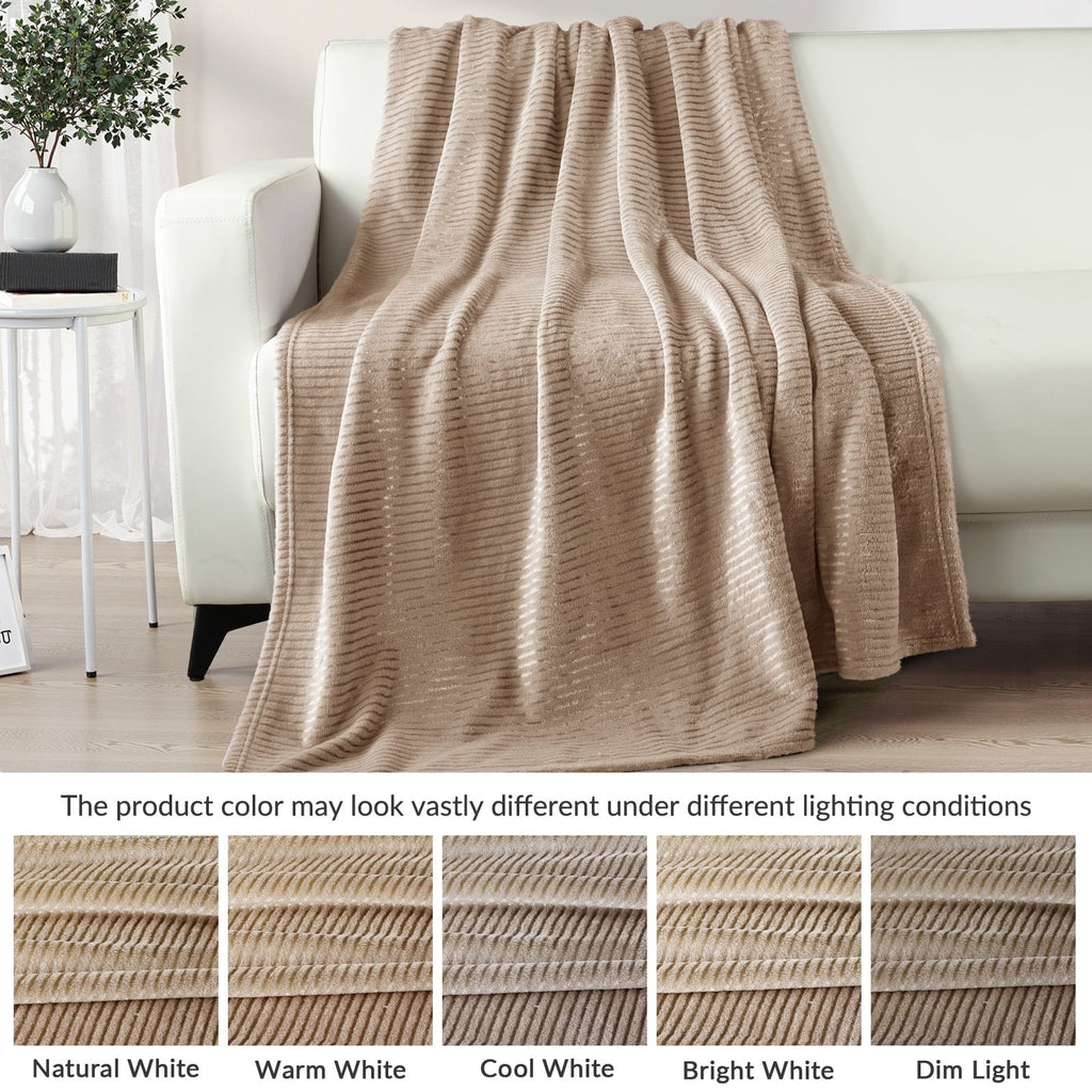 Reversible Sherpa Soft Throw Blanket, 50"x60", Camel - Super Soft Reversible Sherpa Flannel Blanket Detail