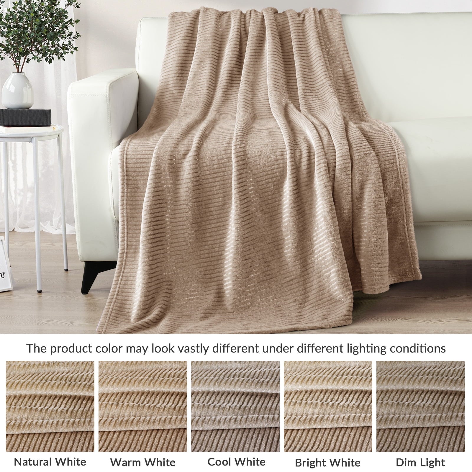 Reversible Sherpa Soft Throw Blanket, 50"x60", Camel - Super Soft Reversible Sherpa Flannel Blanket Detail