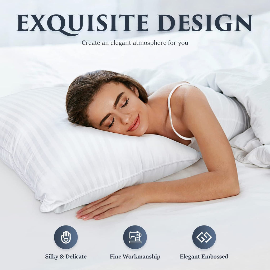 Hotel Collection Bed Pillows 2-Pack Queen Size Luxury Hotel Pillow for Side and Back Sleeper Pillows for Bed with Cooling Cover - Decorative Throw Pillow Cushion for Sofa & Bed Detail