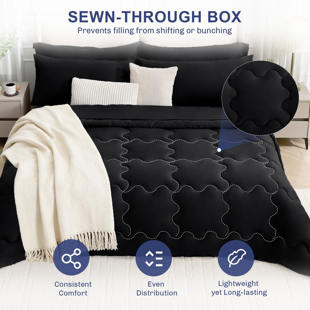 All-Season 7 Pieces Comforter Set Full，Bed in A bag，All Seasons Bedding sets with Comforter,Fitted Sheet,Flat Sheet,Pillowcases ... - Hypoallergenic Ultra-Fluffy Quilt for Winter Detail