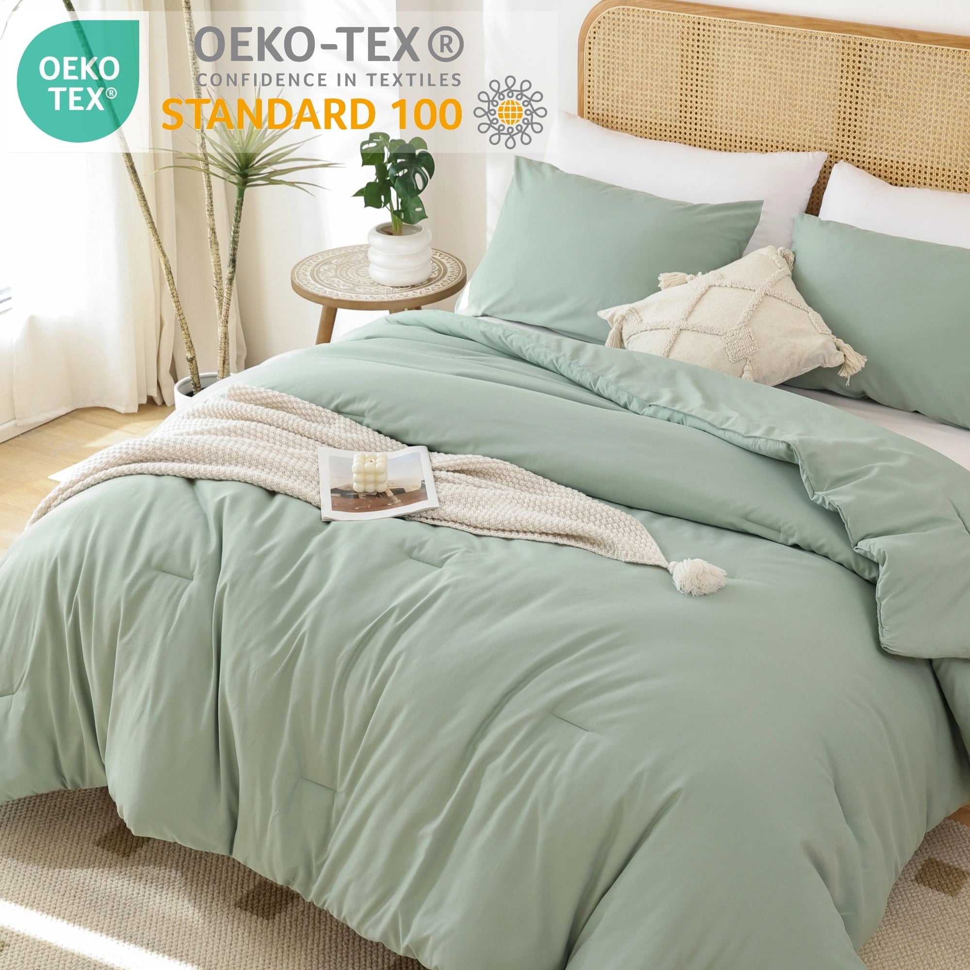 Hypoallergenic Cloud Queen Comforter Set For Adult, 3 Piece Sage Green Comforter Sets & Bedding For All Season - Hypoallergenic Ultra-Fluffy Quilt for Winter Detail