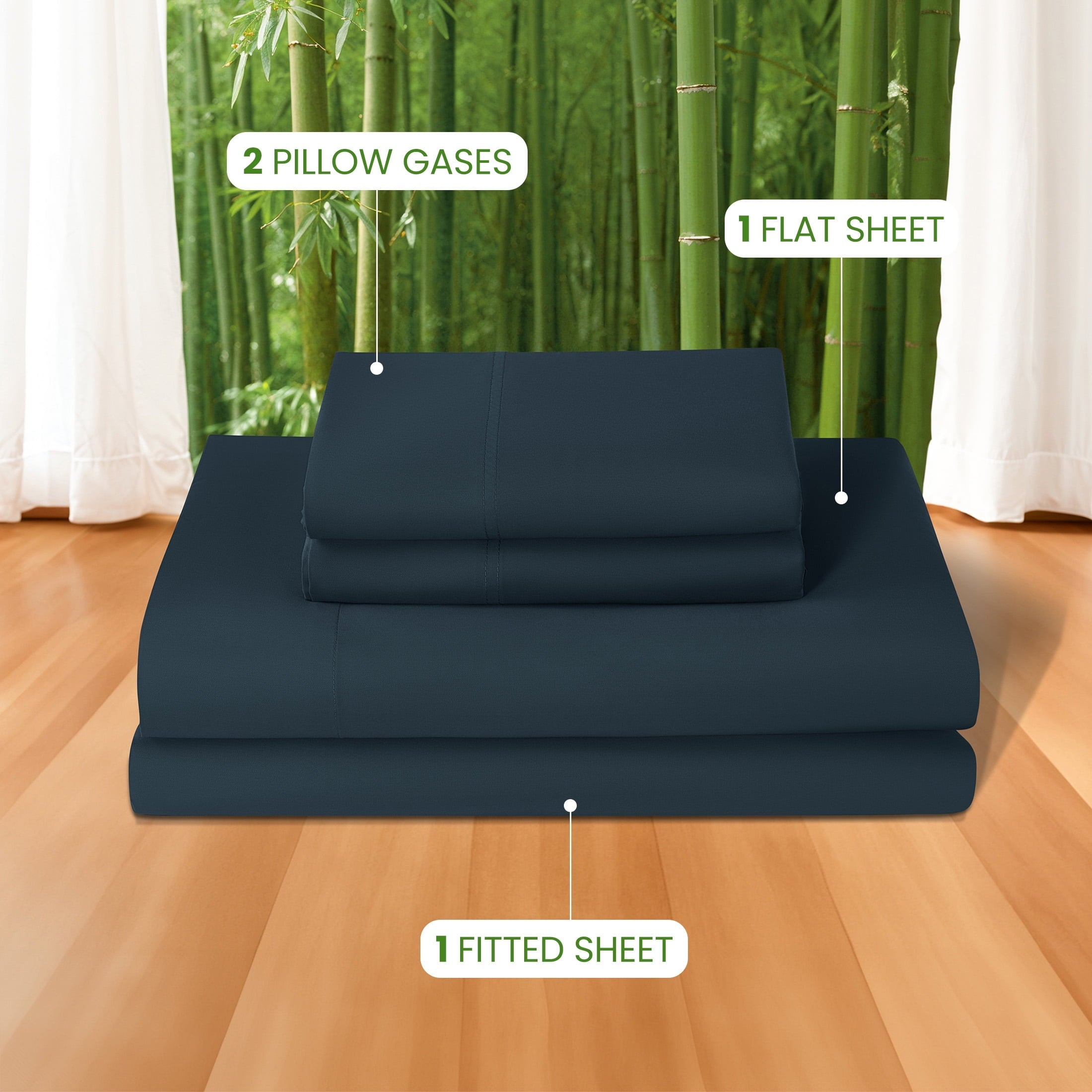 Breathable Luxury 100% Organic Luxurious Bamboo Sheets, Queen Sheet Set 4-Piece with 16" Deep Pocket, Silky Smooth Luxury Bed Sheets, N... - Cooling Hotel Quality Bedding Sheets and Pillowcases Detail