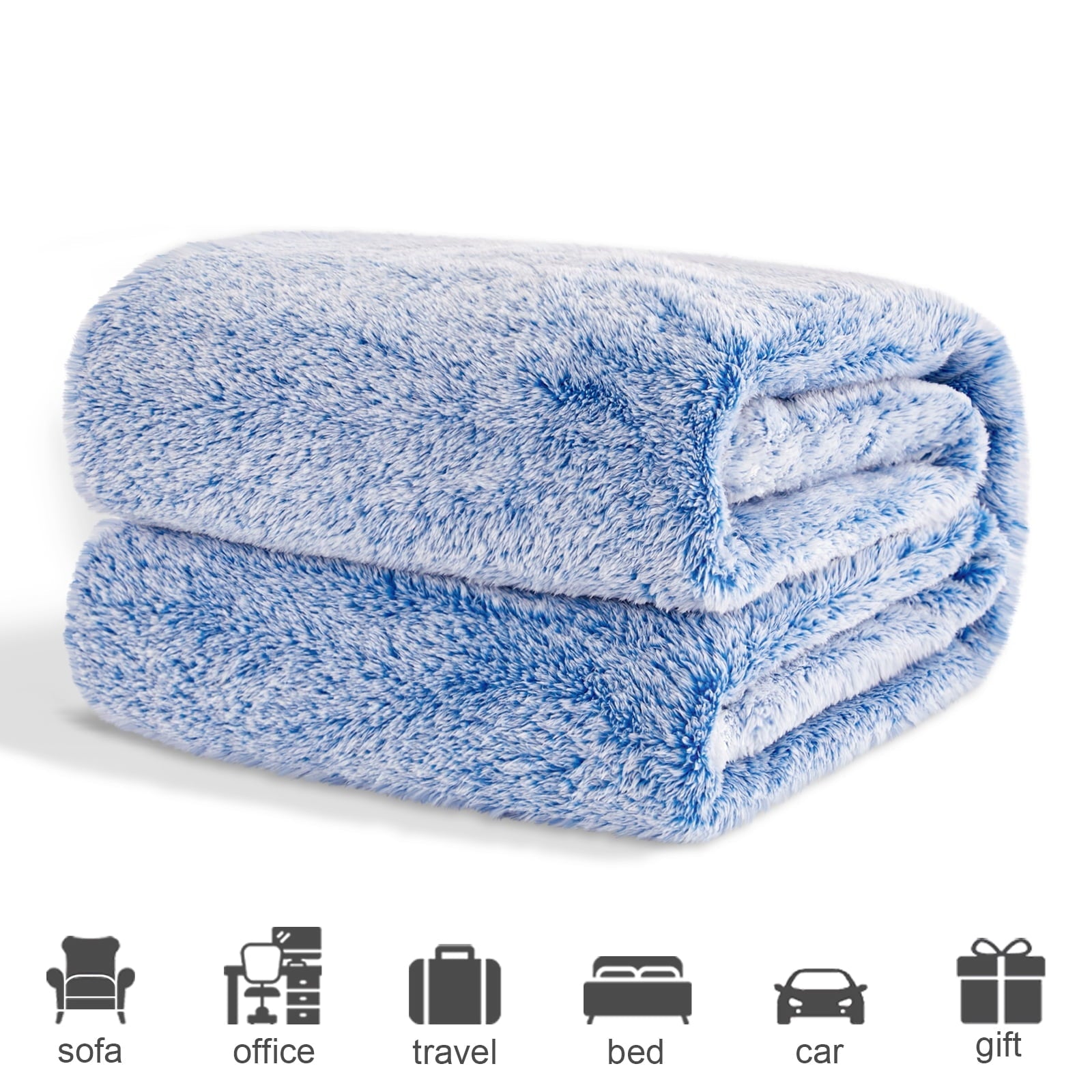 Lightweight Warm Plush Fuzzy Large Fleece Throw Blanket (50" x 70", Mixed Cobalt Blue)- Soft, Warm and Lightweight - Cozy Fleece Throw Blanket for Couch & Bed Detail