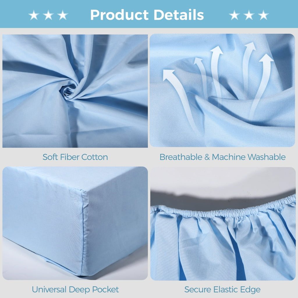 Breathable Luxury 6 Pcs Hospital Bed Sheets Set, Includes 2 Fitted Sheet 84x36x14", 2 Flat Sheets 104x59", 2 Pillowcases 19x29", Soft B... - Cooling Hotel Quality Bedding Sheets and Pillowcases Detail