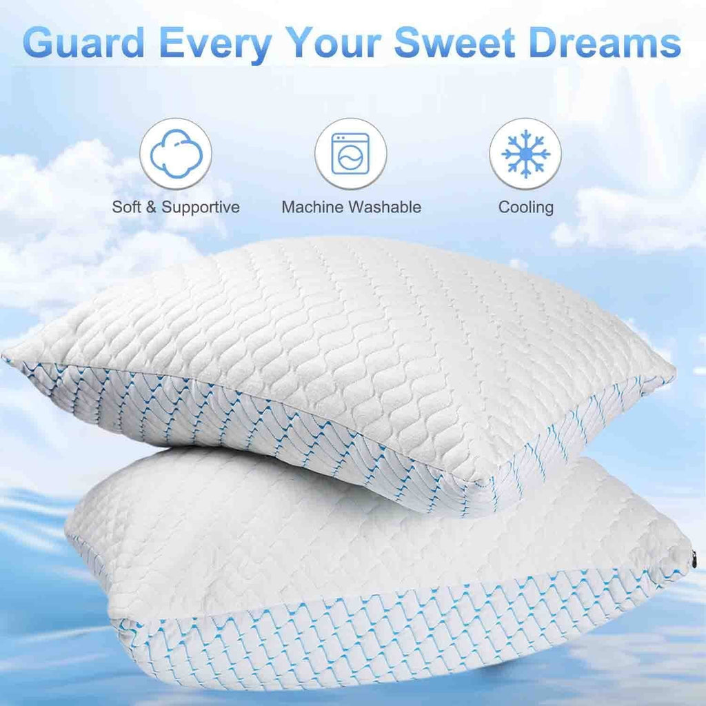 Hotel Collection Pillows for Sleeping (2-Pack), Luxury Hotel Pillows Queen Size Set of 2,Bed Pillows for Side and Back Sleeper (Queen) - Hotel Quality Plush Sleeping Pillows Detail