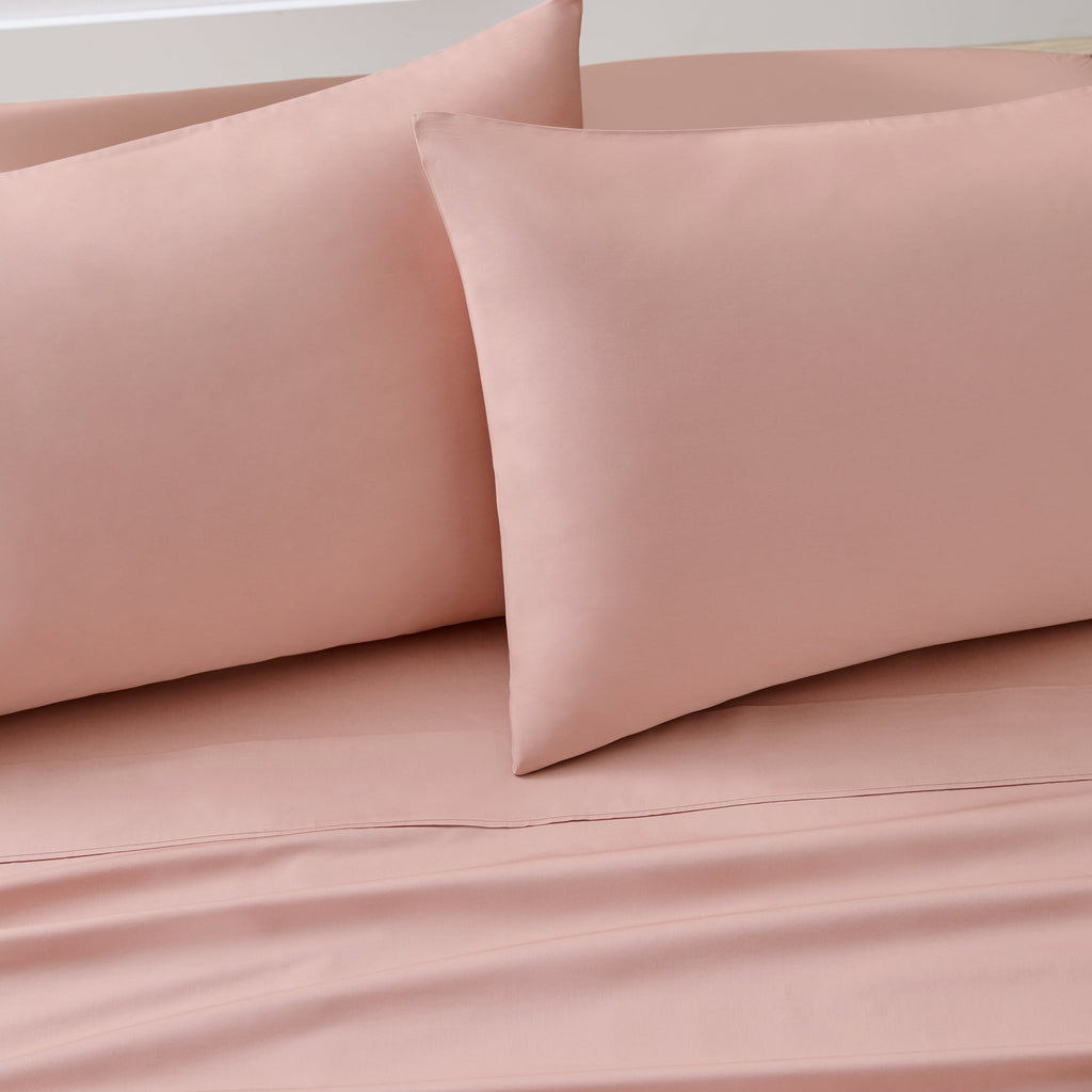 Ultra-Soft 300 Thread Count Cotton Percale 3-Piece Antique Blush Bed Sheet Set, Twin - Luxury Bed Sheet Set with Deep Pockets Detail