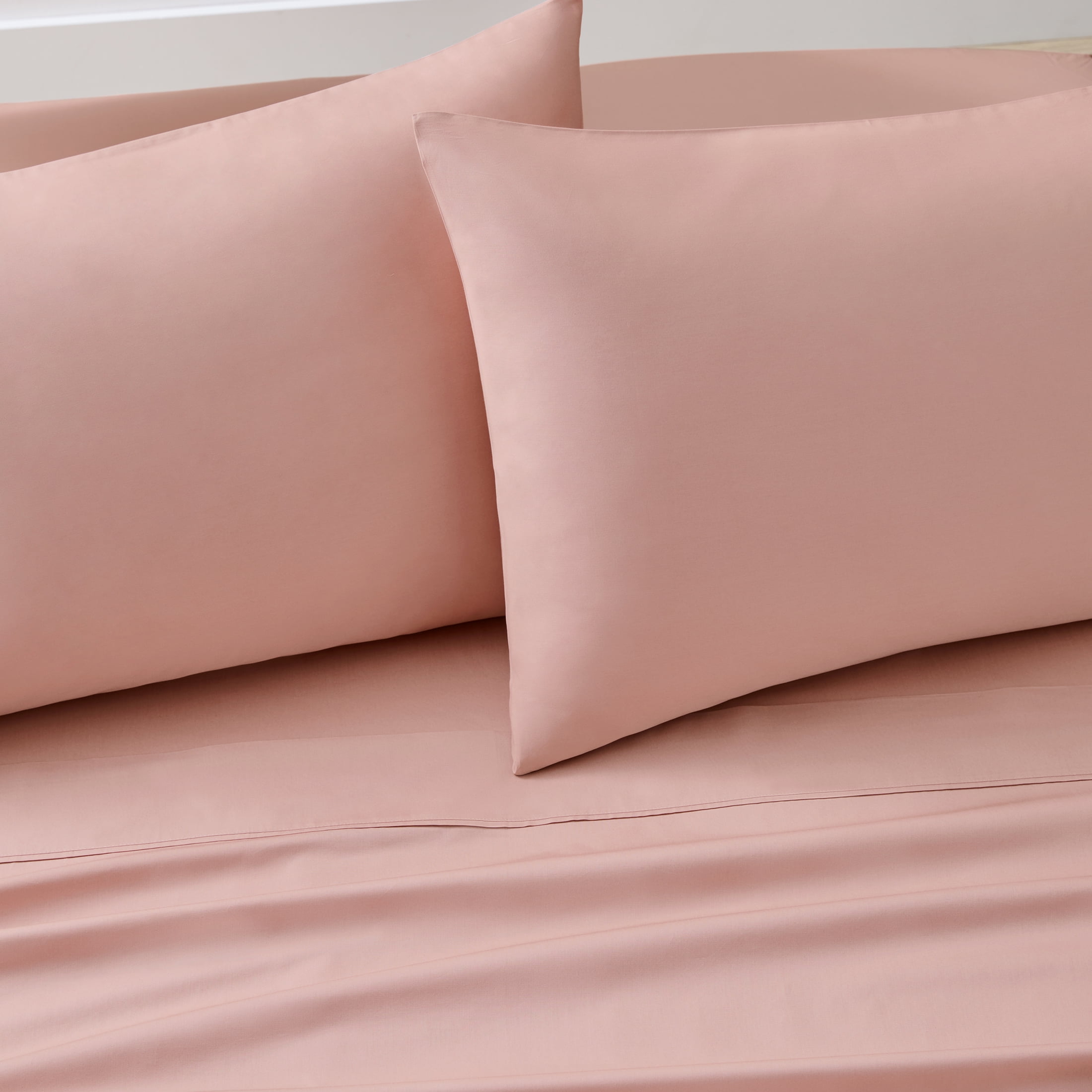 Ultra-Soft 300 Thread Count Cotton Percale 3-Piece Antique Blush Bed Sheet Set, Twin - Luxury Bed Sheet Set with Deep Pockets Detail