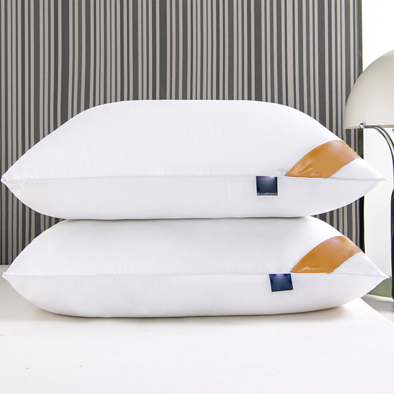 Decorative Plump Pillows Set of 2 - White Pillows 2 Pack Hotel Quality Bed Pillows for Sleeping Soft and Supportive Pillows for Side, ... - Hotel Quality Plush Sleeping Pillows Detail