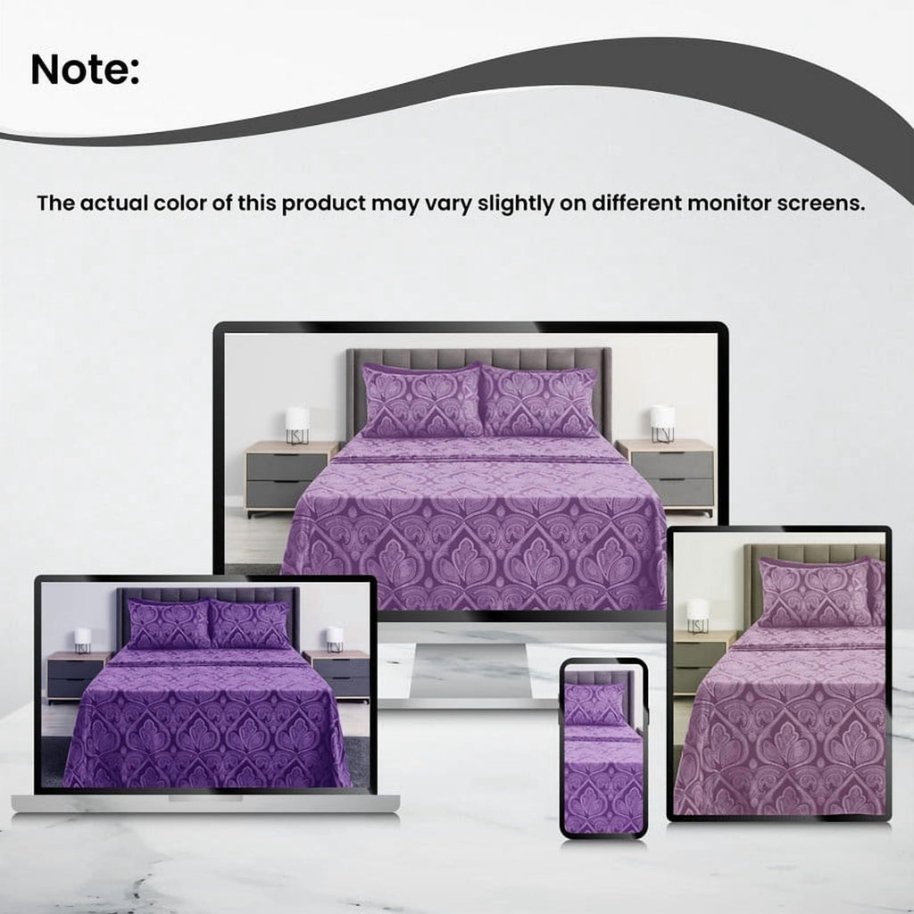 Cooling Sateen Paisley Printed Queen Bed Sheets Set, Microfiber 6 Piece Bedding Set - Purple - Cooling Hotel Quality Bedding Sheets and Pillowcases Detail