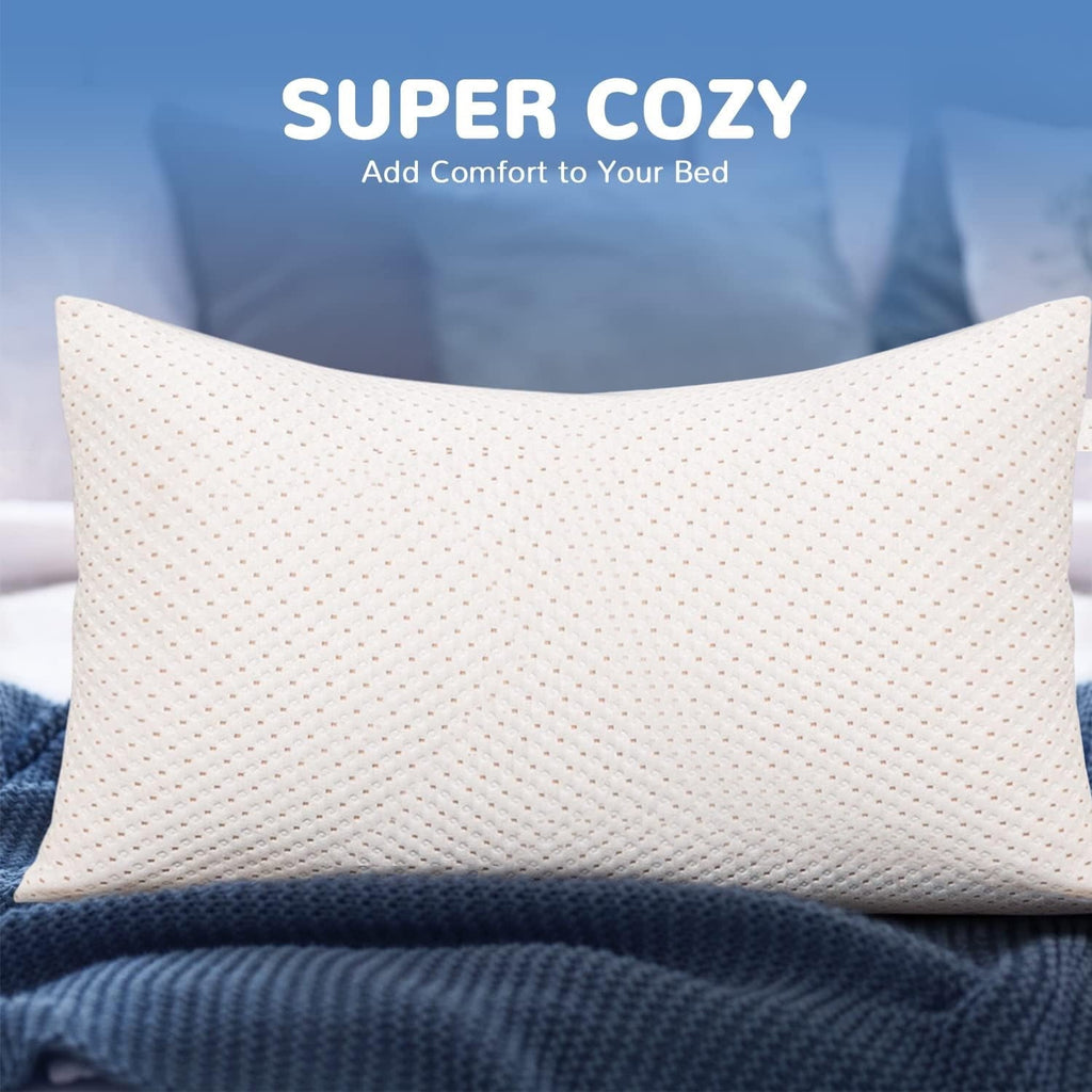 Orthopedic Support Cooling Bed Pillows for Sleeping, King Size Pillow Set of 2, 3D Shredded Memory Foam with Zippered Cooling Covers - Orthopedic Shredded Foam Bed Pillow Set Detail