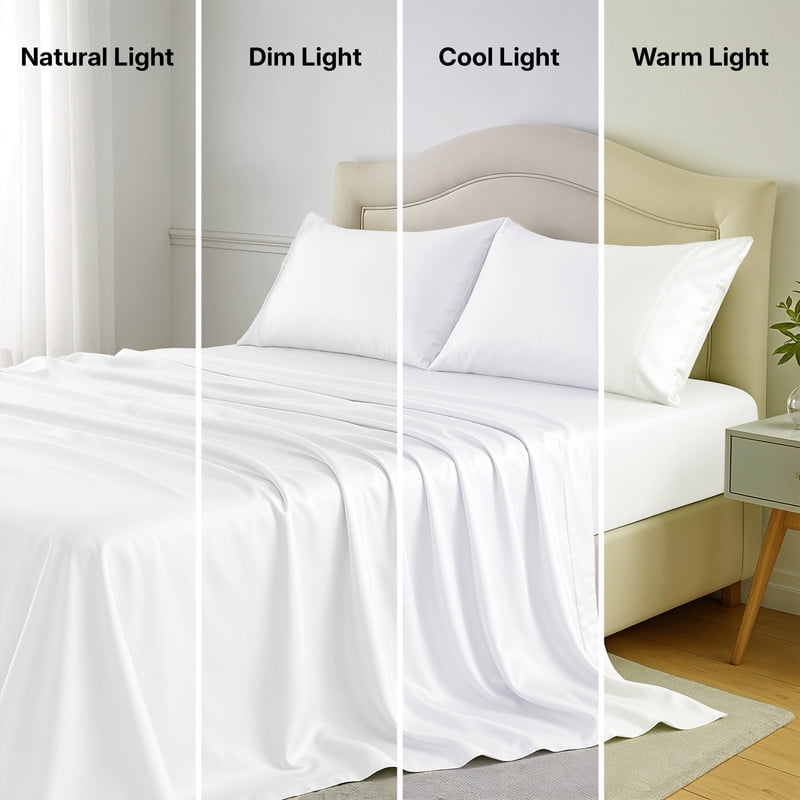 Cooling Sateen Lux Decor 100% Organic Viscose - 4 Piece Ultra-Soft Luxury Cooling Bed Sheets, 16" Deep Pocket, Breathable & Hypoalle... - Cooling Hotel Quality Bedding Sheets and Pillowcases Detail