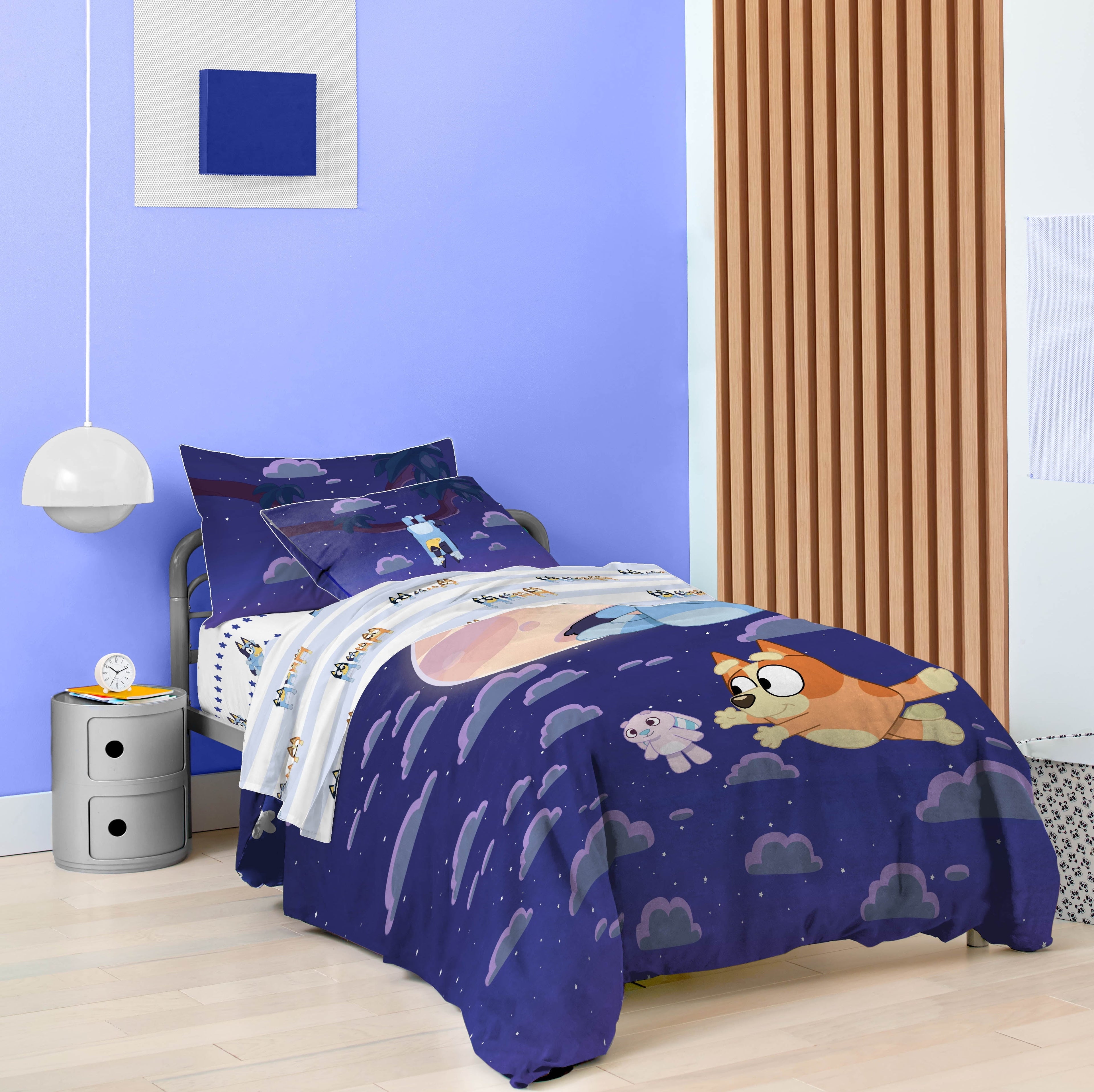 All-Season Dream Kids 2 Piece Blue Reversible Comforter and Pillowcase Bedding Set, Twin/Full - Cloud-Like Soft Lightweight Bed Comforter Detail