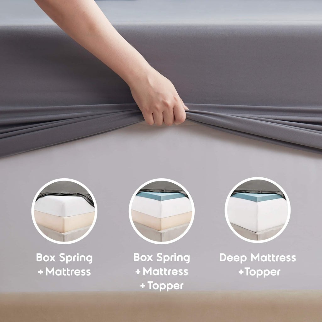 Wrinkle-Resistant Queen Sheets Set, 1800 Series Extra Deep Pocket Sheets Queen Soft Microfiber Bed Sheets, 4 Piece Queen Sheet sets - Luxury Bed Sheet Set with Deep Pockets Detail
