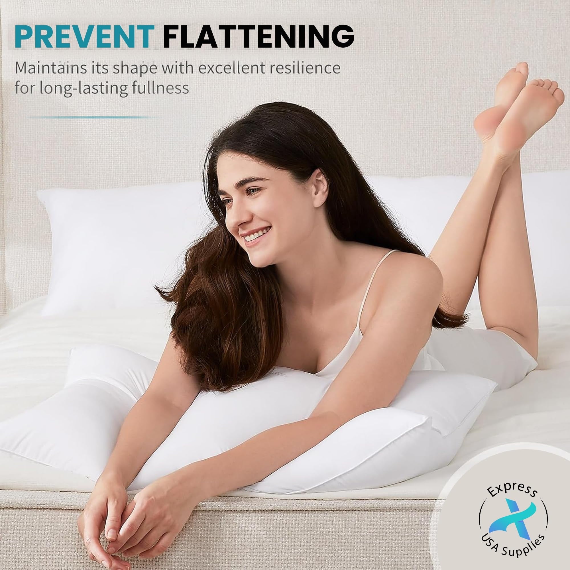 Orthopedic Support 2-Pack Standard Bed Pillows – Soft, Breathable & Hypoallergenic for Better Sleep - Decorative Throw Pillow Cushion for Sofa & Bed Detail
