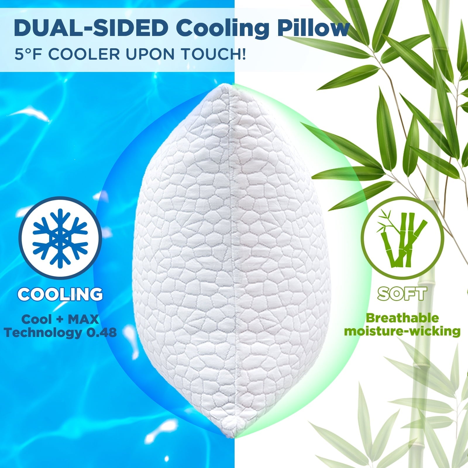 Orthopedic Support Cooling Bed Pillows Queen Size Set of 2, Shredded Memory Foam Pillows for Sleeping 2 Pack, Adjustable Soft Firm Pillo... - Orthopedic Shredded Foam Bed Pillow Set Detail