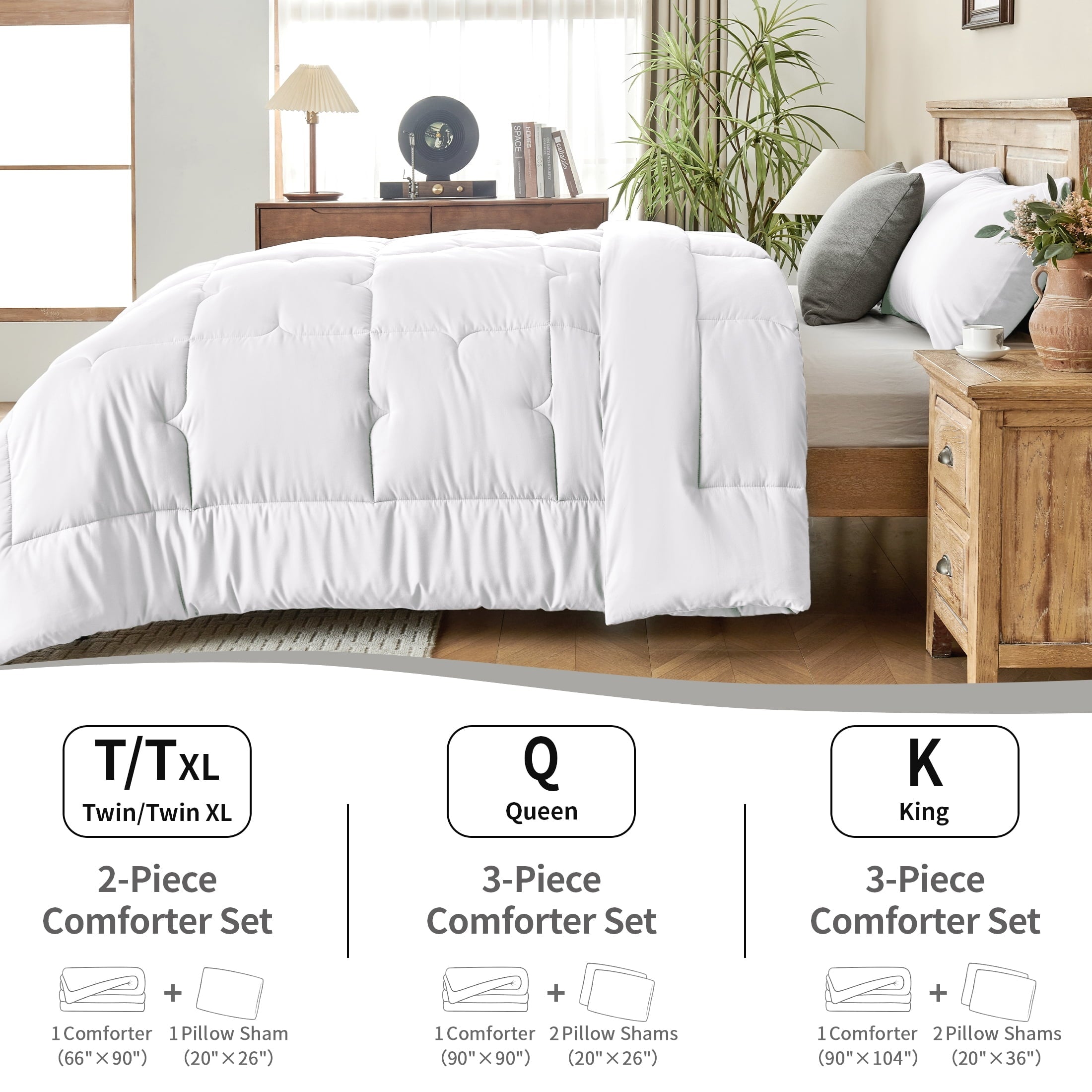 Luxurious Quilted 3-Piece Queen Comforter Set - All-Season Down Alternative Bedding Bundle with 2 Pillow Shams, Premium Soft Bedding Se... - Luxurious Quilted Duvet Cover Set Detail