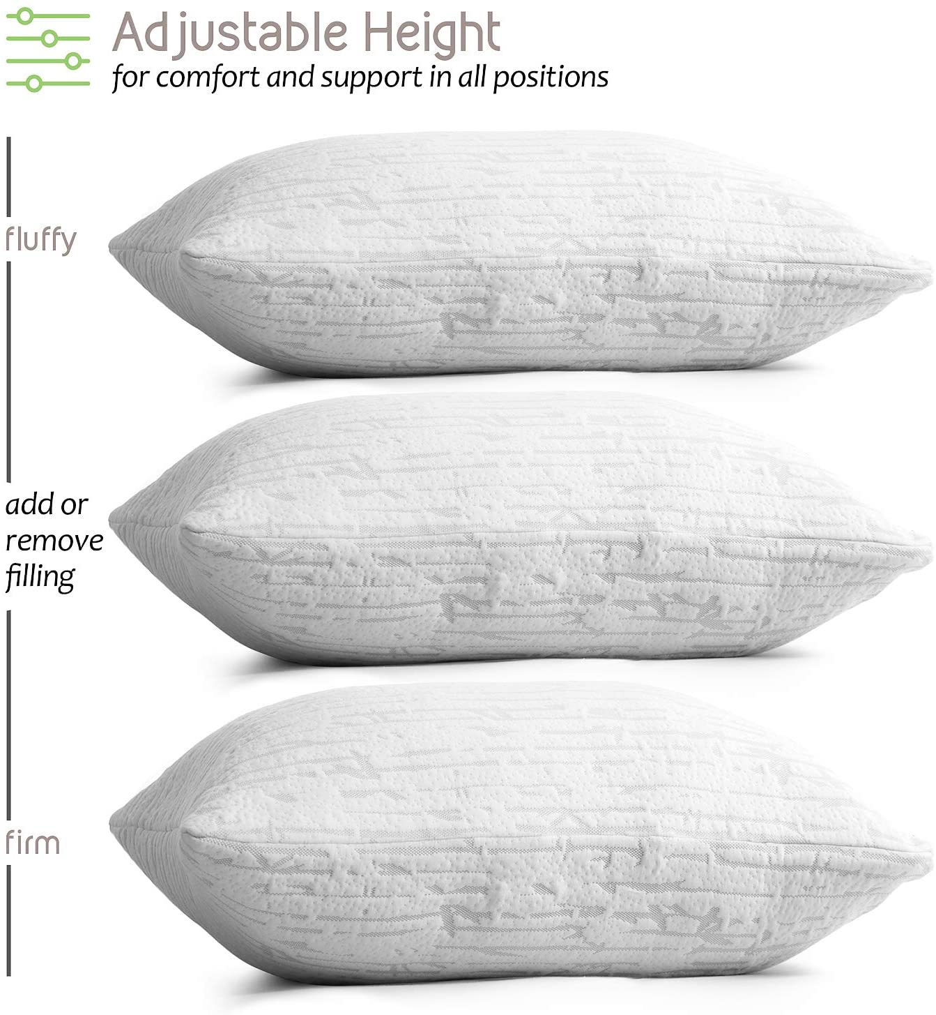 Ergonomic Memory Foam Bed Pillow, Bamboo Pillows for Bed, Queen Size Pillows - Ergonomic Memory Foam Pillow for Neck Pain Support Detail