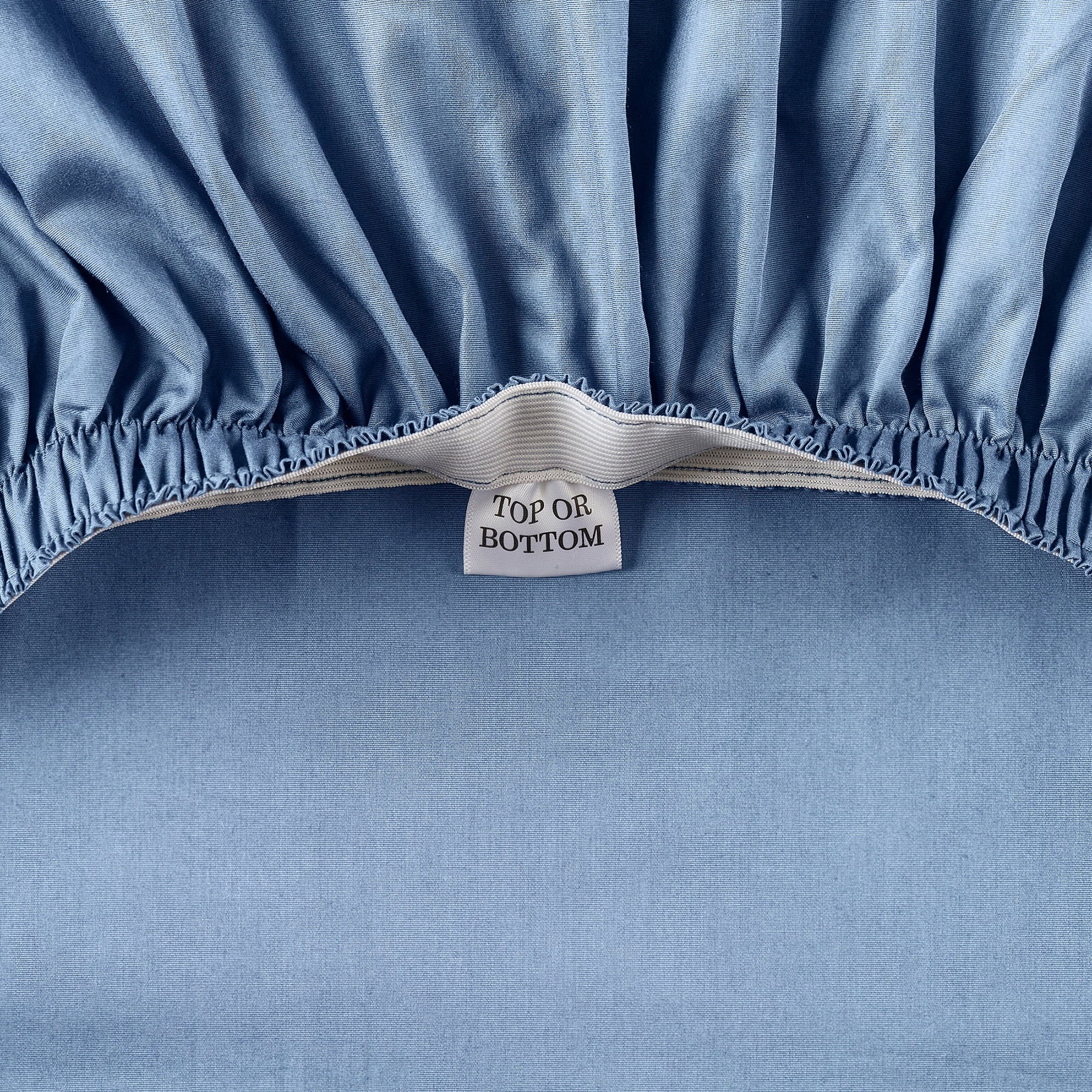 Wrinkle-Resistant Cool & Crisp 3-Piece 300 Thread Count Blue Water Cotton Percale Sheet Set, Twin - Breathable Egyptian Cotton Flat & Fitted Sheets Detail