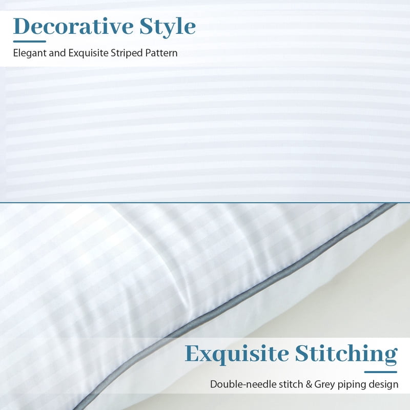 Hotel Collection Pillows Queen Size Set of 2, Bed Pillows for Side, Back and Stomach Sleepers, Super Soft Down Alternative Filling, Lu... - Decorative Throw Pillow Cushion for Sofa & Bed Detail