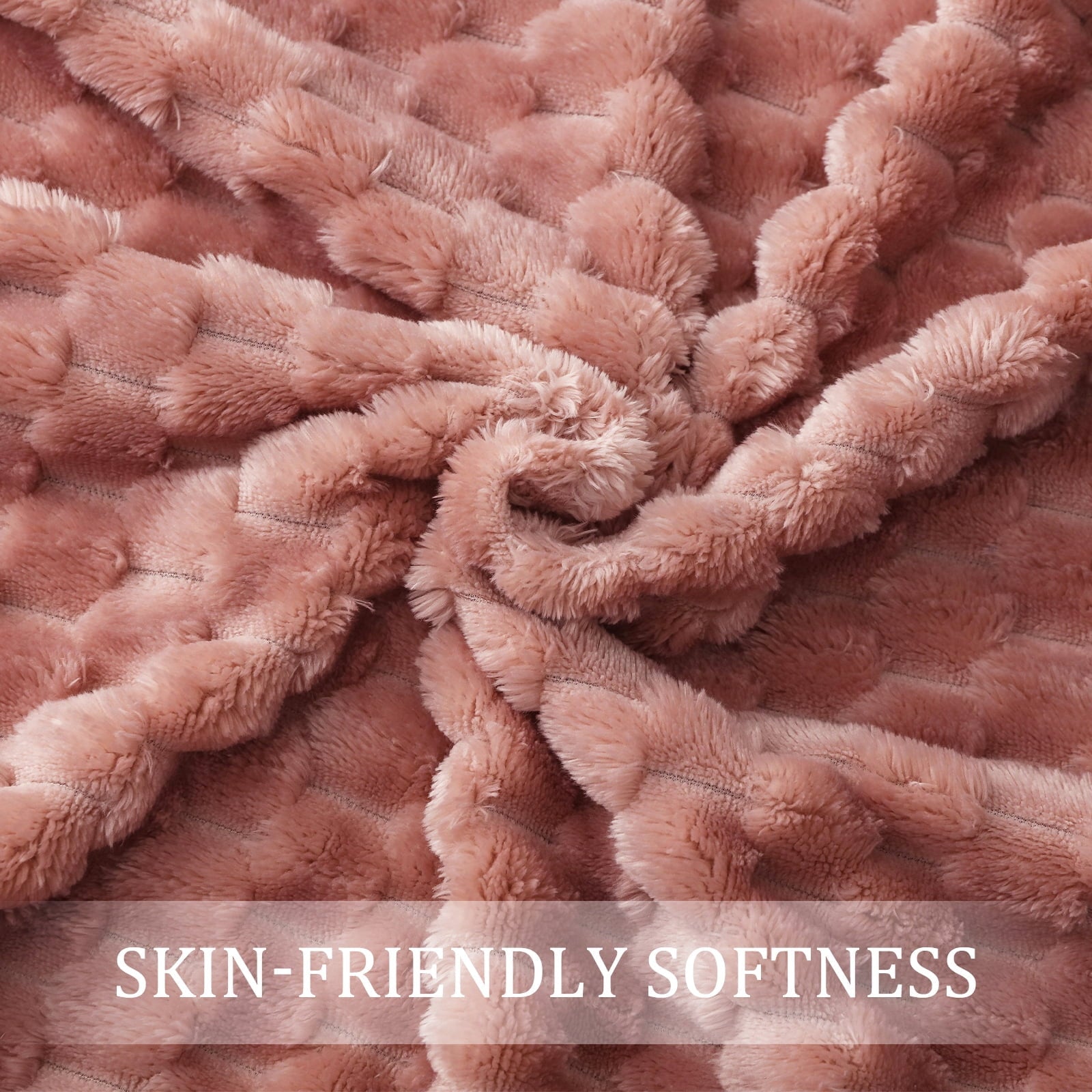 Reversible Sherpa Large Soft Fleece Throw Blanket, 50"x70" Stylish Jacquard Throw Blanket for Couch, Cozy, Warm, Lightweight Dusty Pink... - Lightweight Plush Warm Blanket for All Seasons Detail