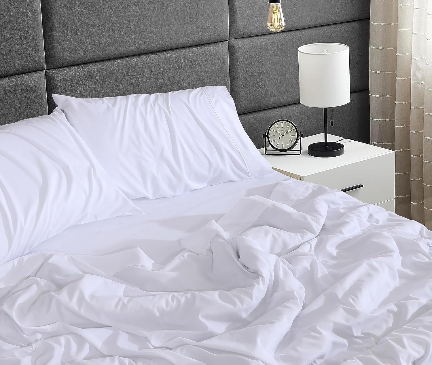 Ultra-Soft Set - Luxurious Silky Soft Microfiber Bedding - Cozy & Comfy - 15 inch Deep Pocket (Fits up to 17") Hotel Bed - 4 Pcs... - Luxury Bed Sheet Set with Deep Pockets Detail