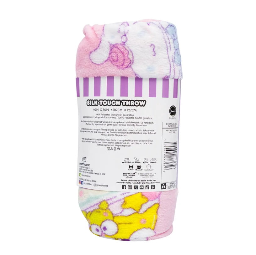 Cozy Fleece Hello Kitty Soft and Friends Silky Fleece Throw 40"x50" Kids Blanket "Cool Treat" - Cozy Fleece Throw Blanket for Couch & Bed Detail