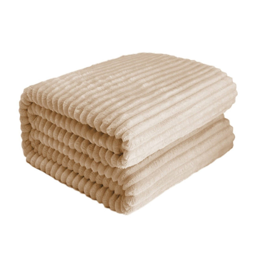 Reversible Sherpa Extra Large Throw Blanket for Couch Home Office Hotel 100% Cotton Super Soft Blanket for Adult 47"x70" Khaki - Super Soft Reversible Sherpa Flannel Blanket Detail