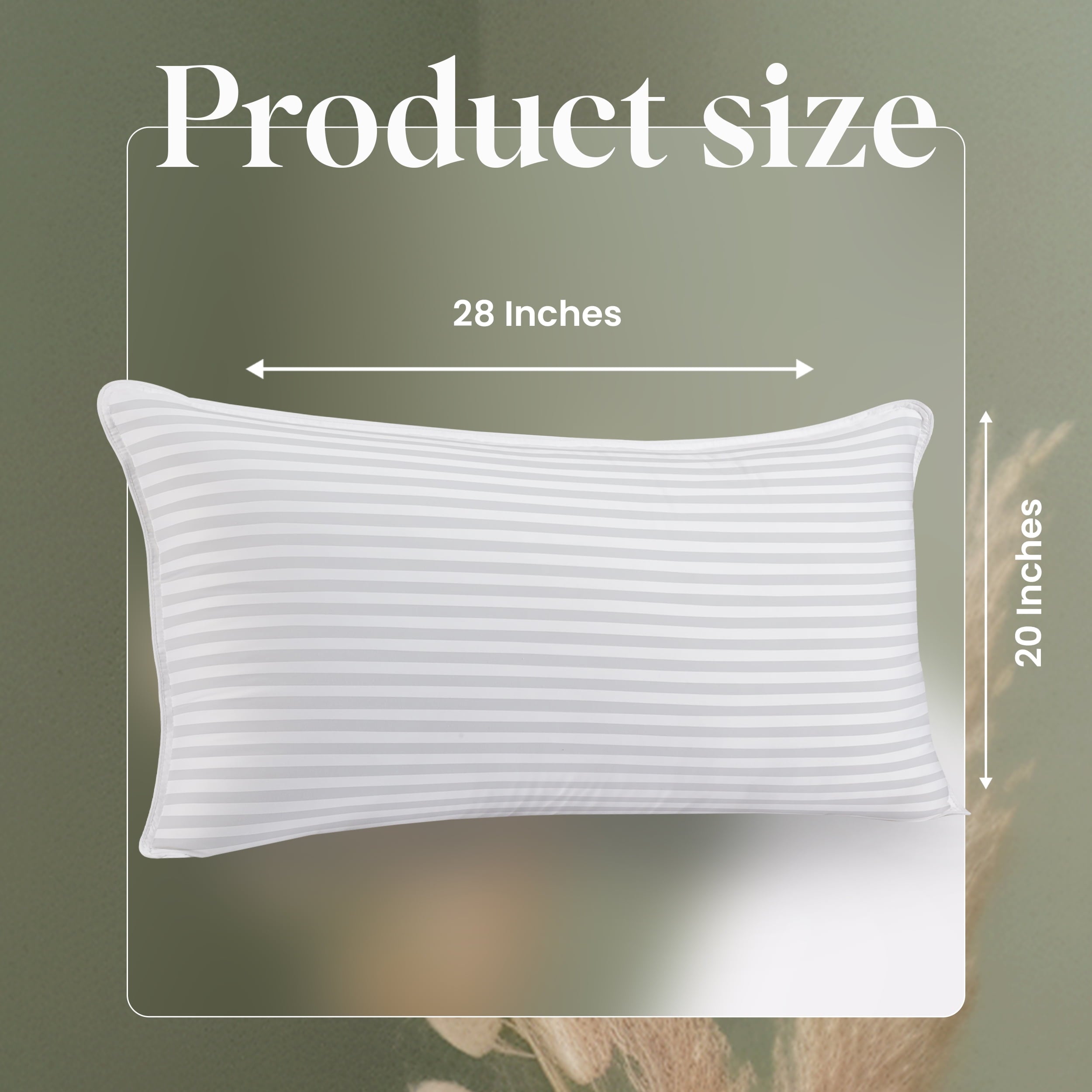 Decorative Plump Bed Pillow with White Stripes - Set of 2 - Ultra Cozy & Relaxing For Adults, (Queen, 28"L x 20" W) - Orthopedic Shredded Foam Bed Pillow Set Detail