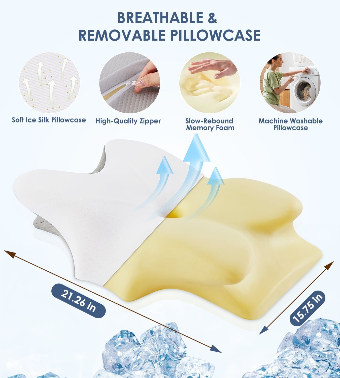 Fluffy Shredded Cervical Pillow for Neck Pain Relief, Contour Memory Foam Pillows, Odorless Ergonomic Neck Pillow Adjustable Orthoped... - Orthopedic Shredded Foam Bed Pillow Set Detail