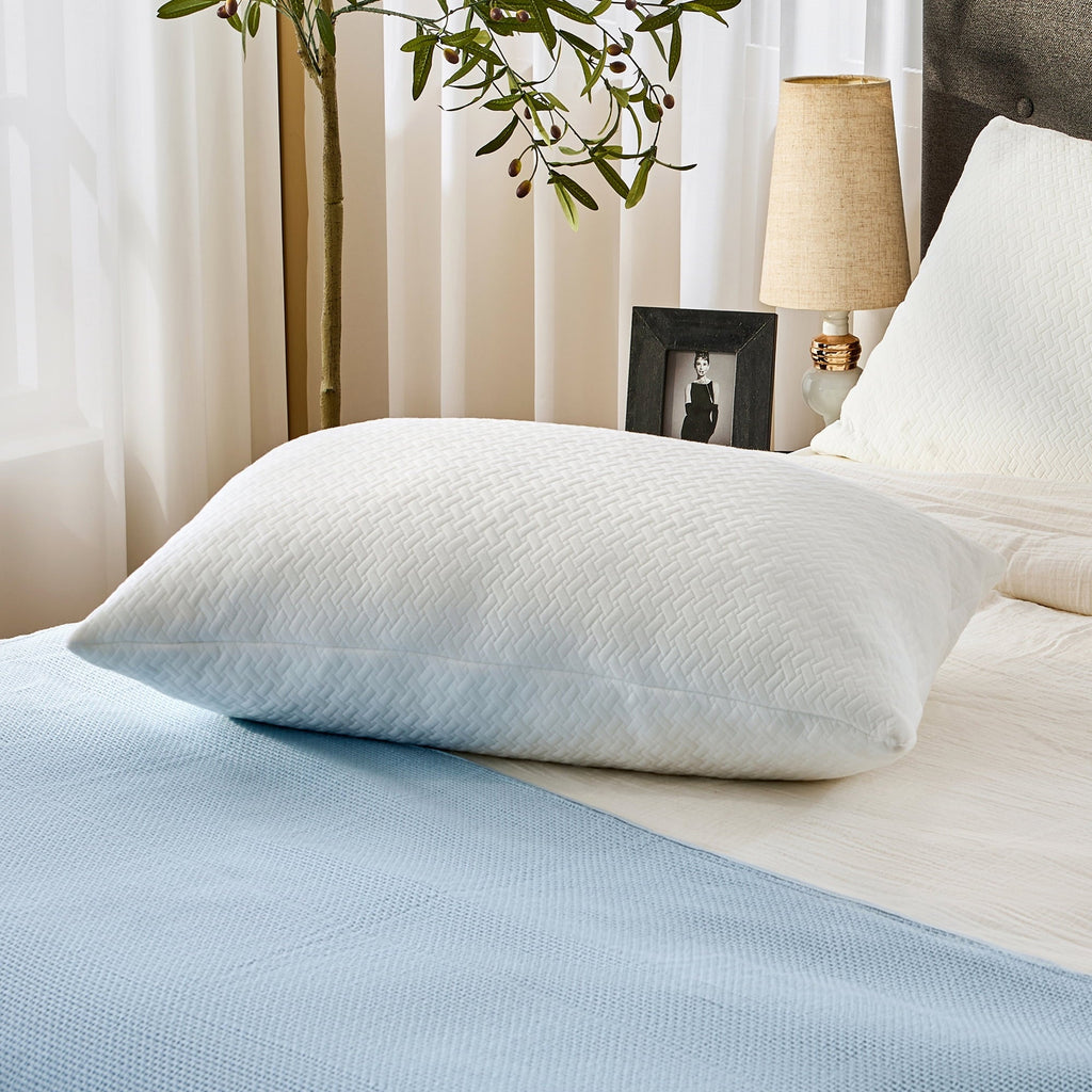Orthopedic Support 2 Pack Bed Pillow, Shredded Gel Memory Foam Pillow, Standard Queen, Medium, Made in USA - Orthopedic Shredded Foam Bed Pillow Set Detail