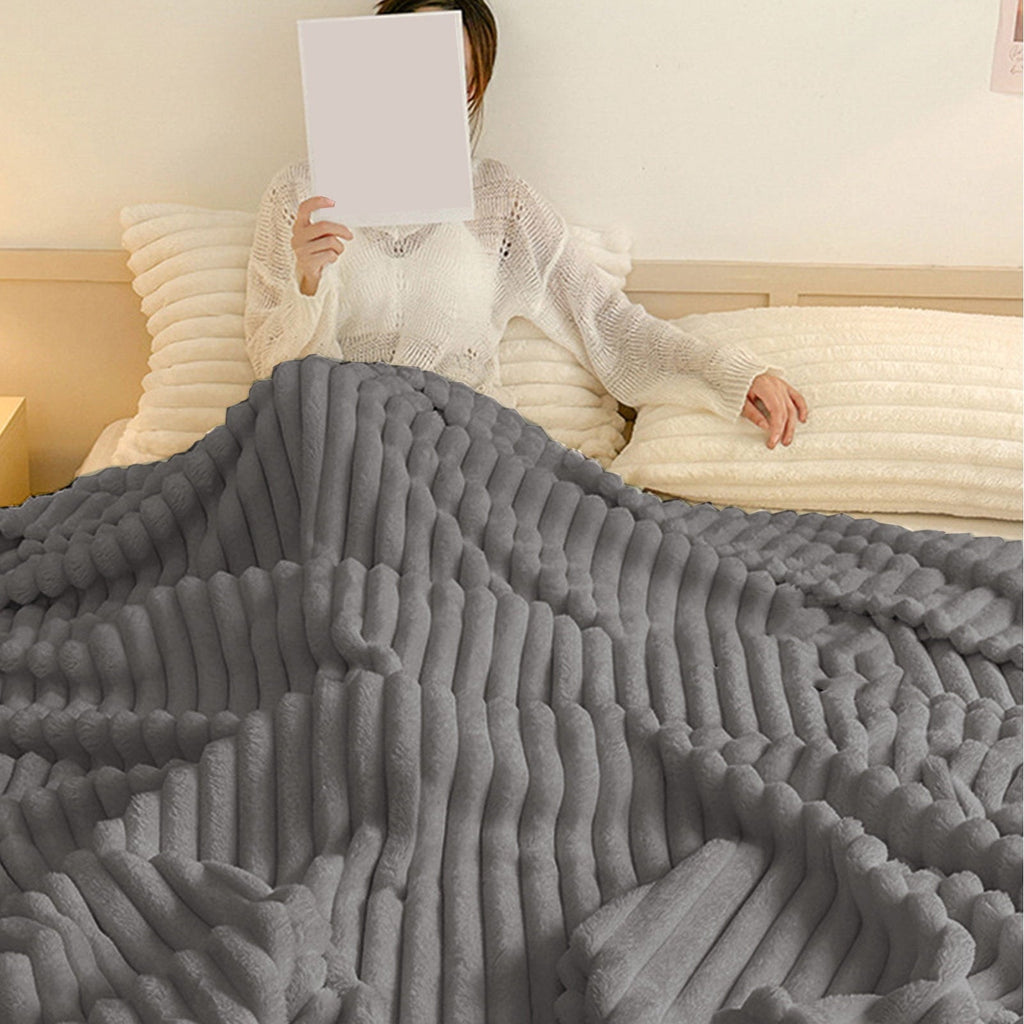 Lightweight Warm Bunny Blanket, Super Soft & Warm Faux Rabbit Fur Throw Blanket, Lightweight Microfiber Machine Washable for Bedroom, ... - Luxury Knitted Decorative Throw Blanket with Fringes Detail